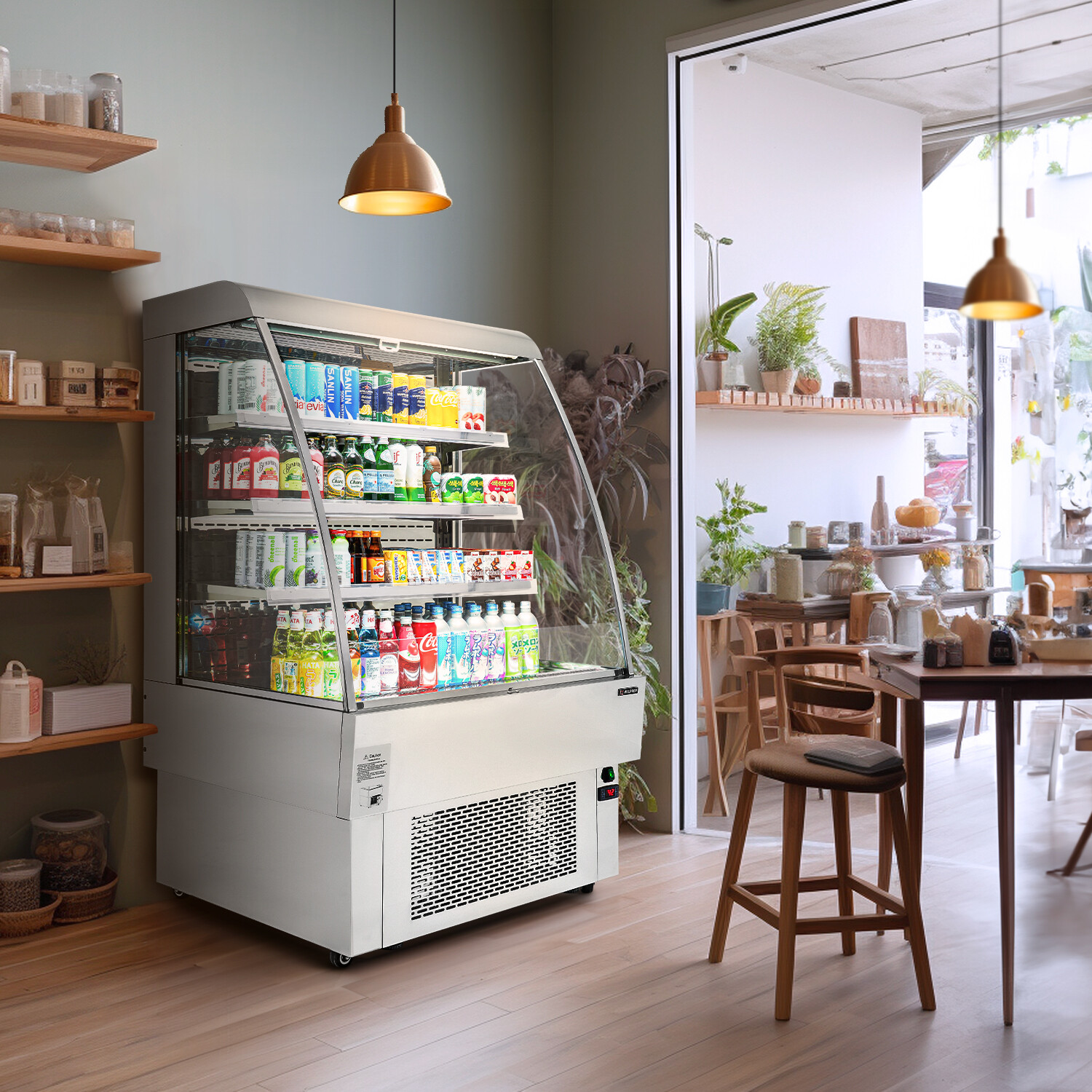 WILPREP 27" Open Air Curtain Merchandiser Display Cooler Beverage Refrigerator