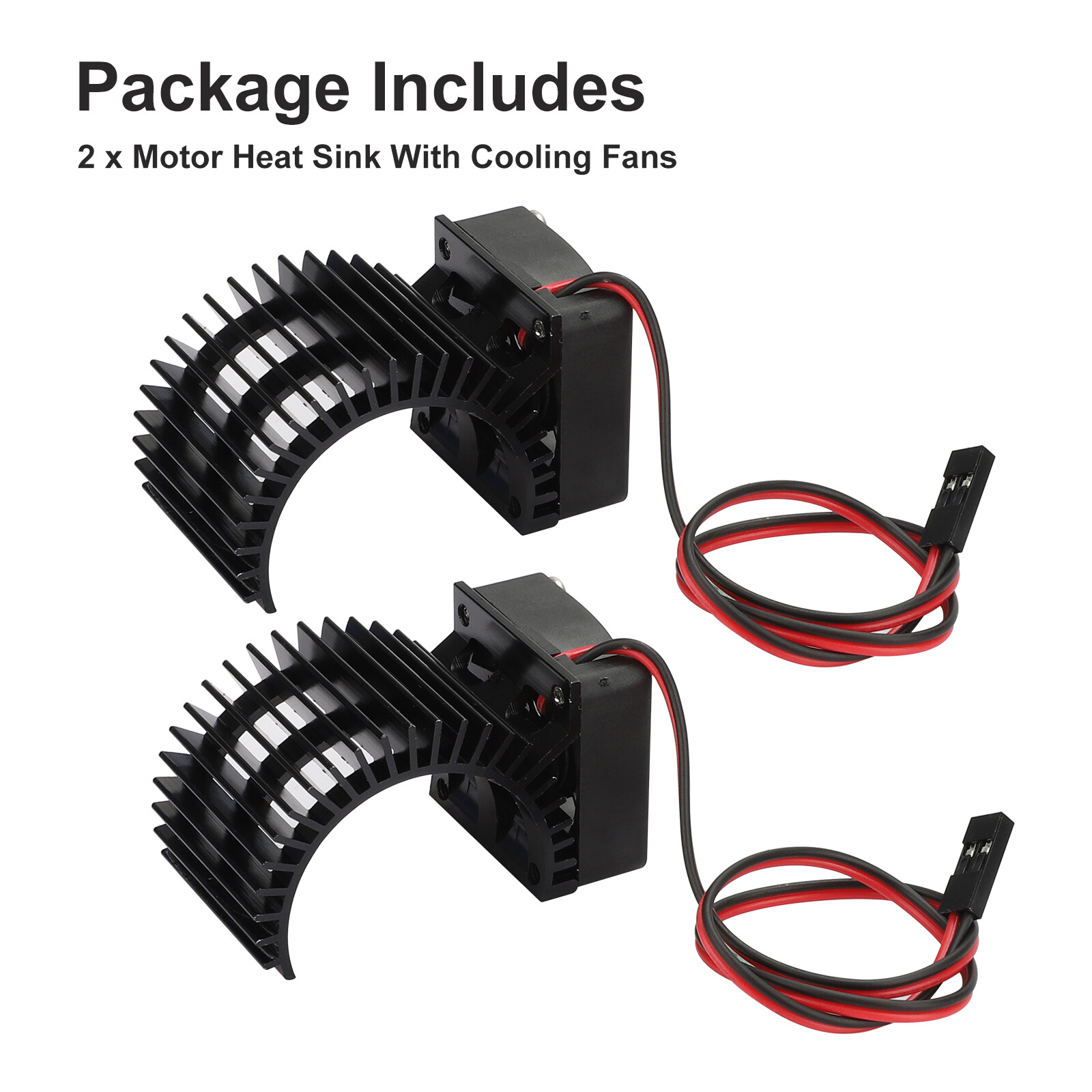 2pcs Aluminum 540/550 3650 Motor Heat Sink+Cooling Fan for 1/10 HSP RC Car Truck