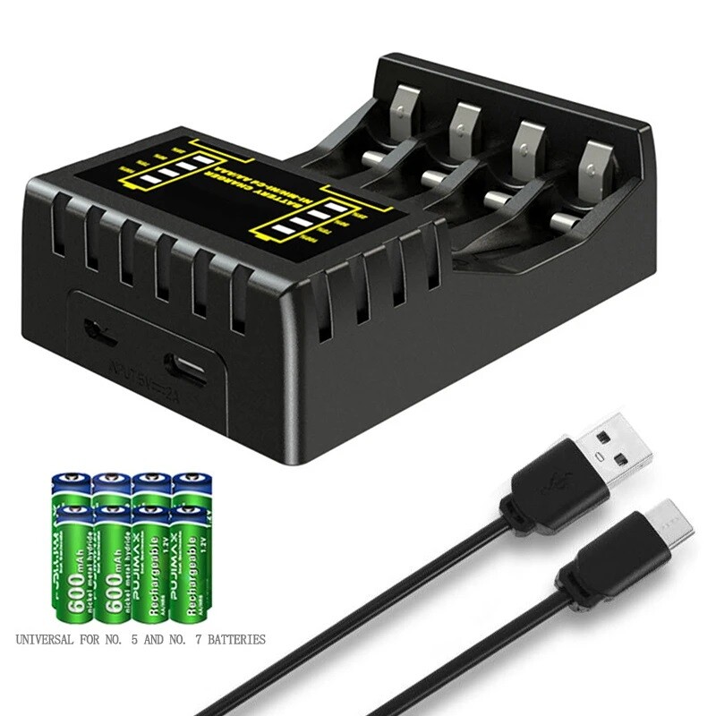 Intelligent Battery Charger 4 Slot For AA AAA NI-CD NI-MH Rechargeable Batteries