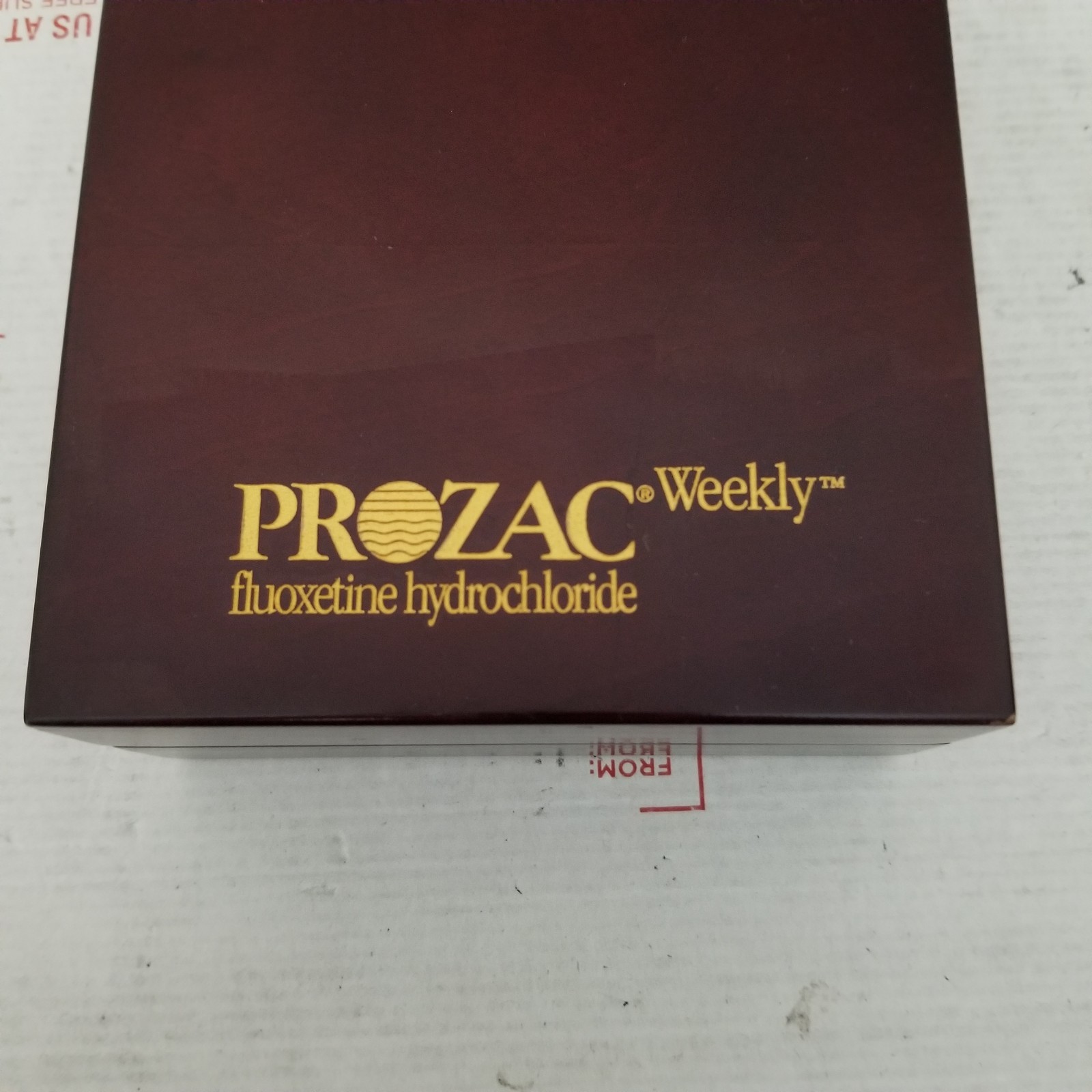 Prozac Pharmaceutical Advertising Box CD Case Box Wood Drug Rep Promo Vintage