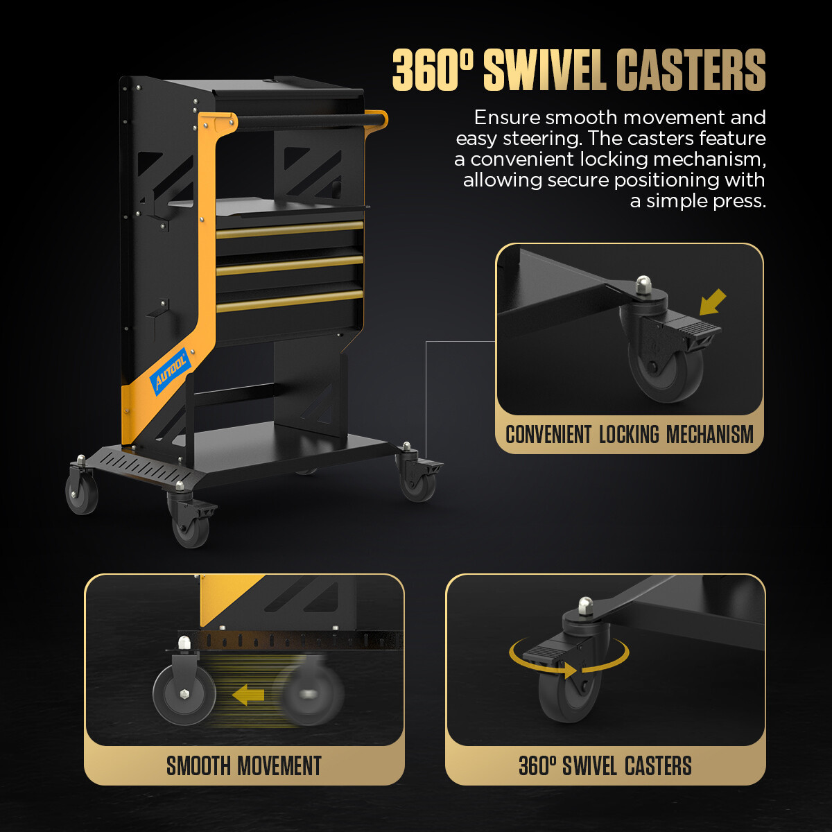4 Tier Rolling Tool Cart Workshop For ECU Reprogramming Power Suppl Diagnostic
