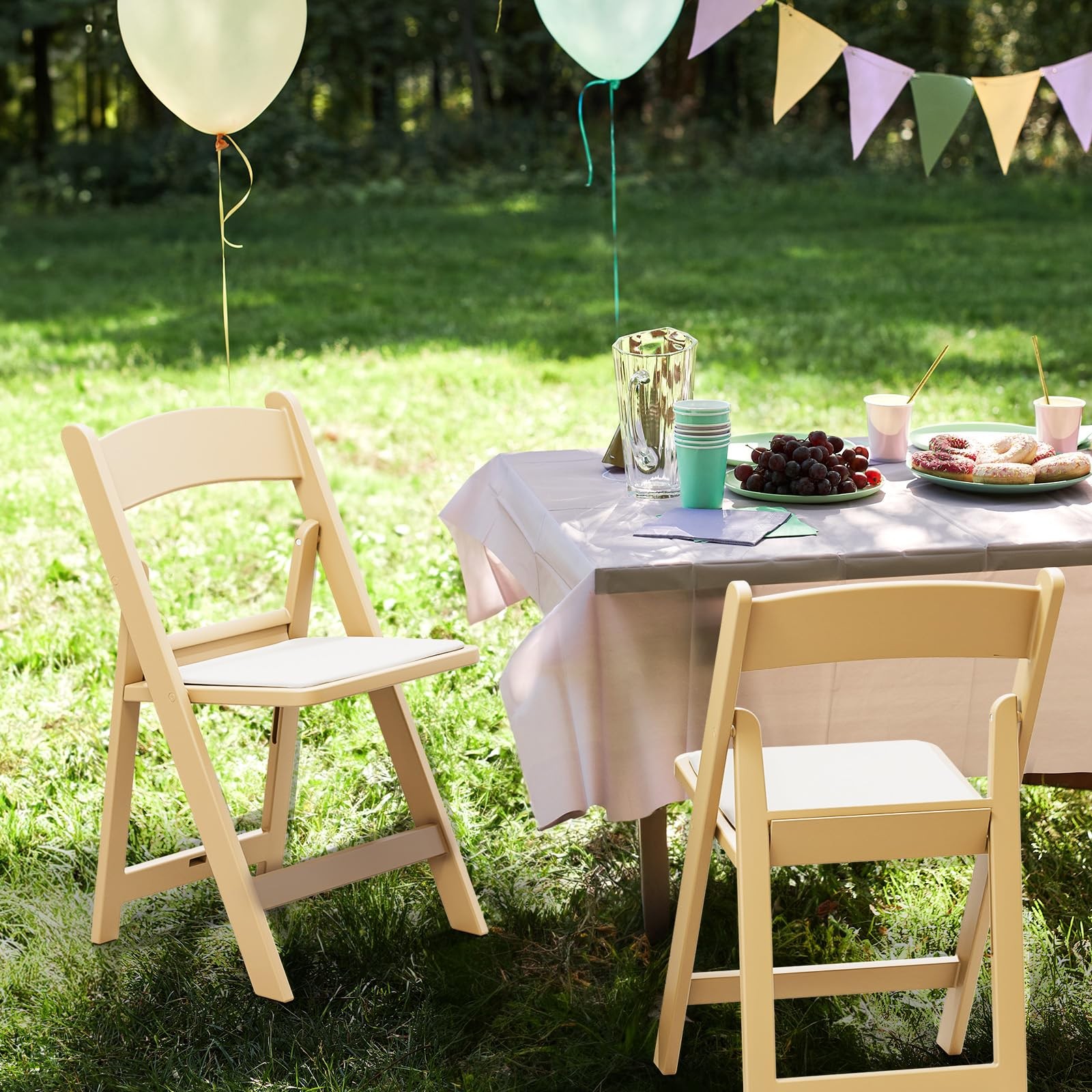 Resin Folding Chairs with Cushion, Foldable Plastic Chair with Comfortable Padd