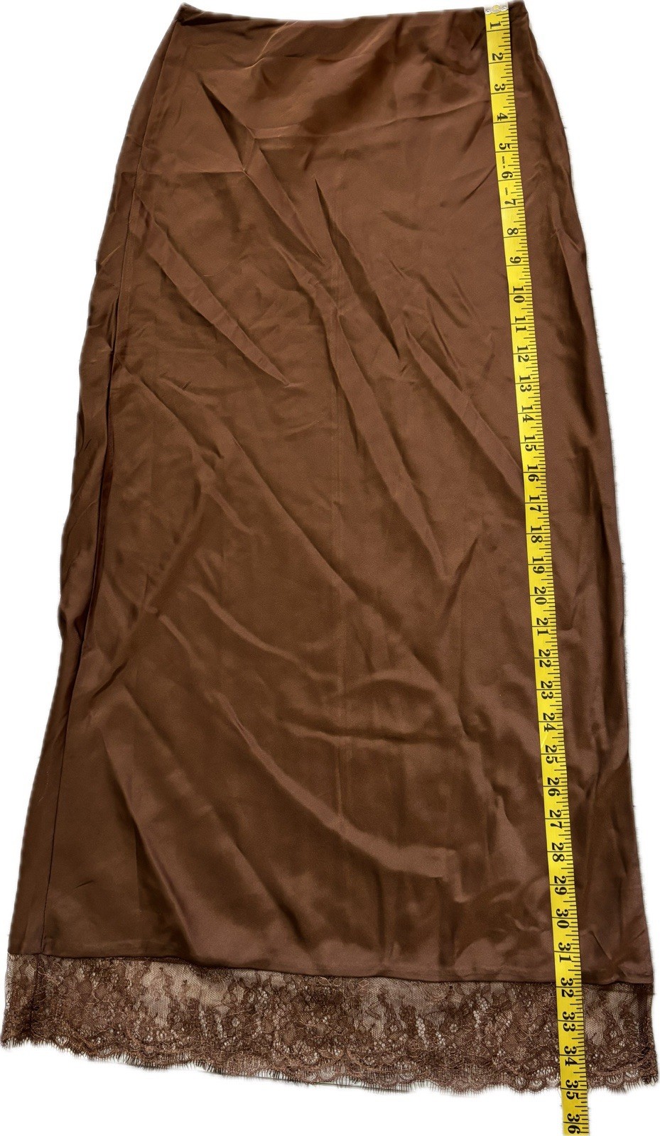 NEW Women's Love, Fire Size Small Half Slip Brown w/Lace Edging 35" Maxi Length