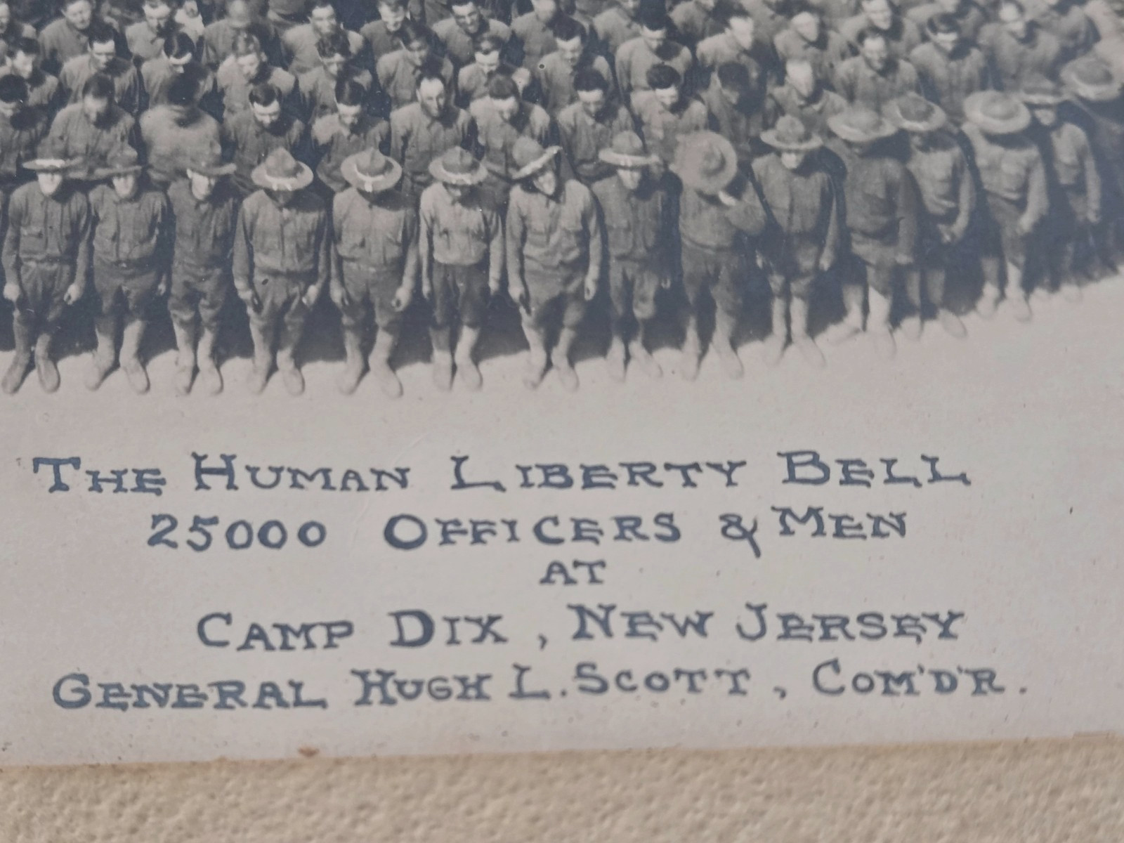 ORIGINAL 1918 Human Liberty Bell Camp Dix WWI Mole Thomas 25,000 Soldiers Photo