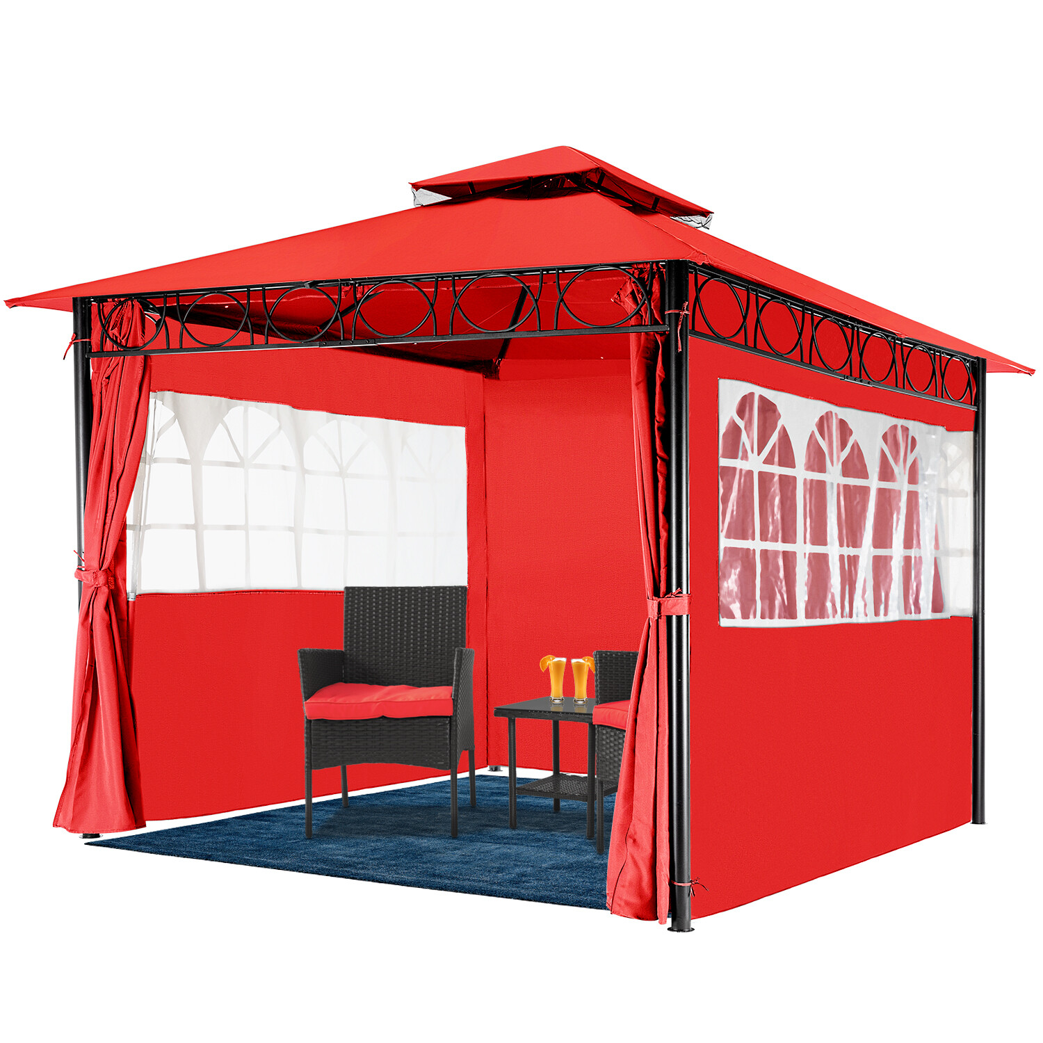 10'x10' Outdoor Pop-Up Canopy Tent, Waterproof Heavy Duty Gazebo w/ 2 Sidewalls