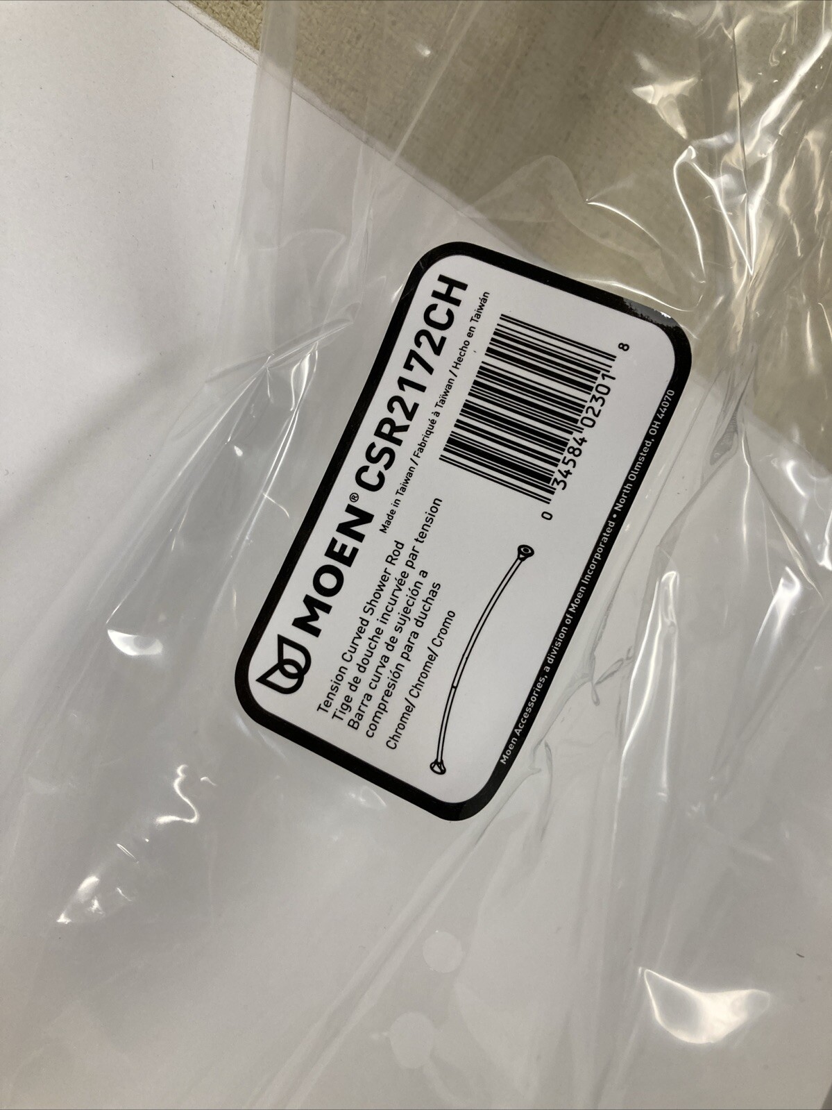 Moen CSR2172 Chrome 57" - 60" Adjustable Tension Curved Shower Rod New