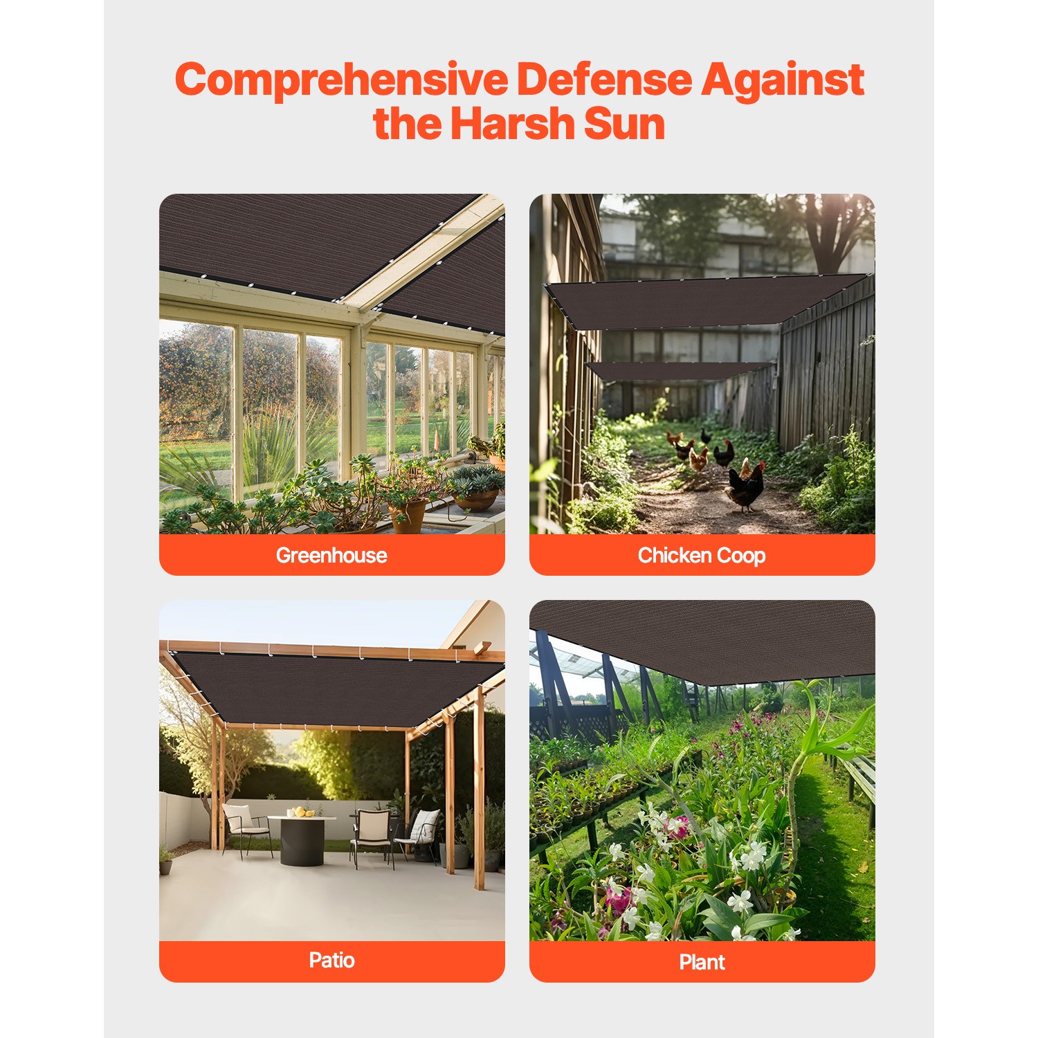 Uimoso 90% Sun Shade Cloth Privacy Screen 10 x 12 ft for Patio Garden (Brown)