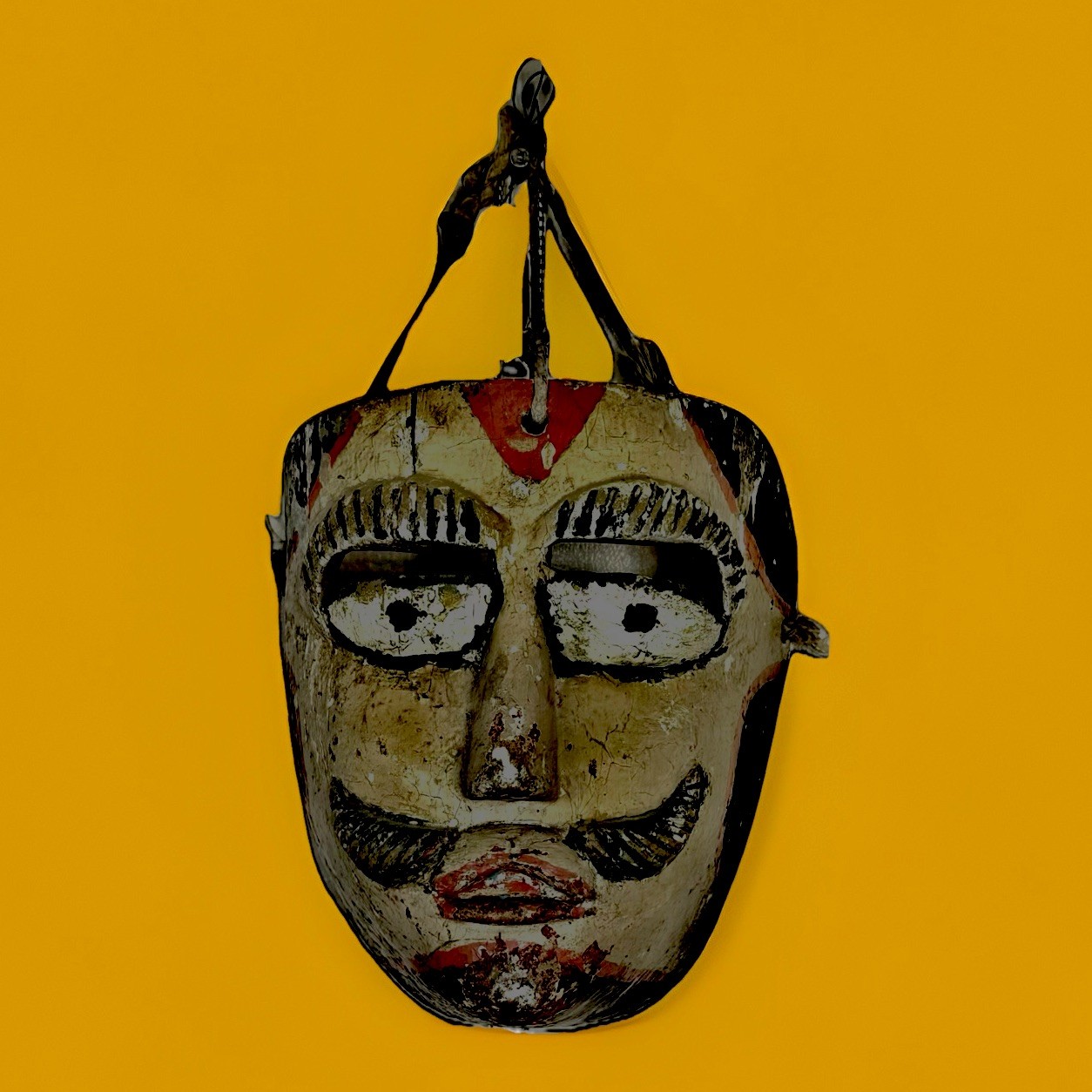 Rare Mid 20th Century Mexican  Hand-Carved “Viejo” Folk-Art Mask