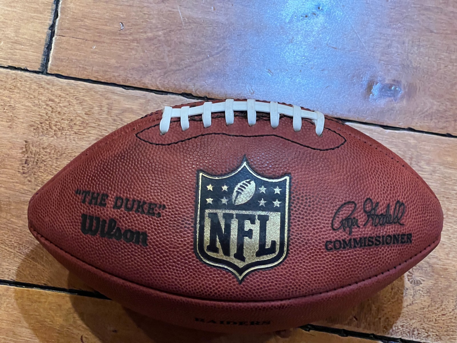 OAKLAND RAIDERS AFL 50th Anniversary logo 2009 Wilson GAME USED NFL Football