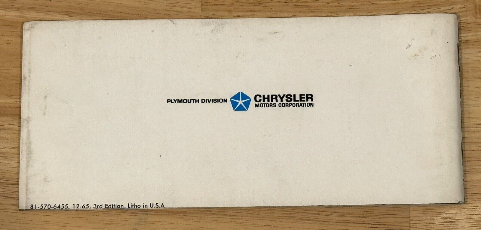 VINTAGE ORIGINAL 1966 PLYMOUTH BELVEDERE OPERATING INSTRUCTIONS OWNER MANUAL