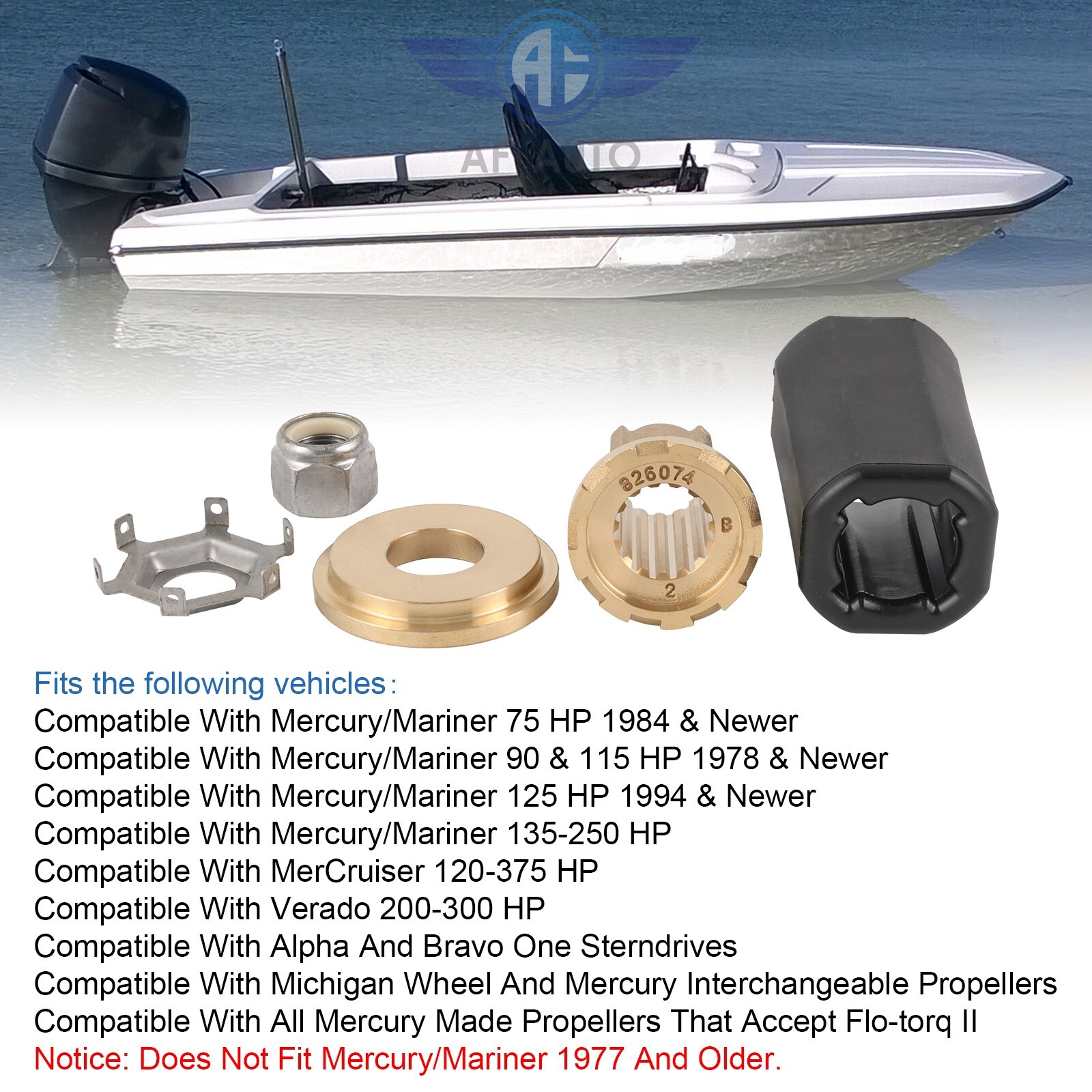 For Mercury MerCruiser Alpha Propeller Hub KIT Flo-Torq 2 II # 835257K1 835257Q1