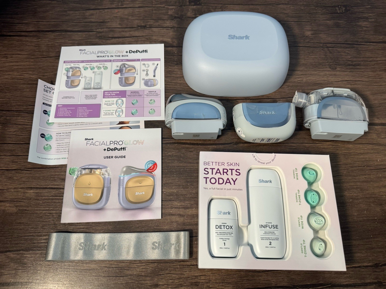 Shark Facial Pro Glow Extract, Hydrate & Depuff At Home Radiant Glow OPEN BOX