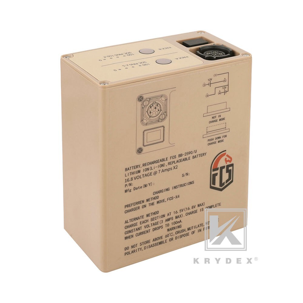 KRYDEX FCS Military BB-2590 Rechargeable Li-ion Battery Case 2x16.8V Output Tan