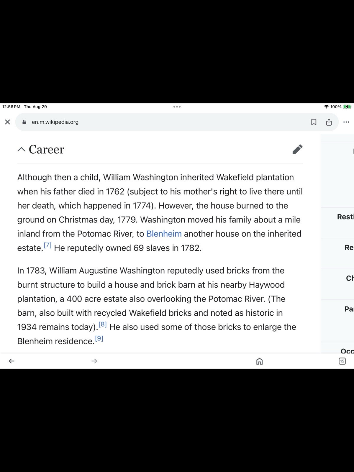 George Washington Relic Brick from Wakefield, Birthplace Of Our 1st President