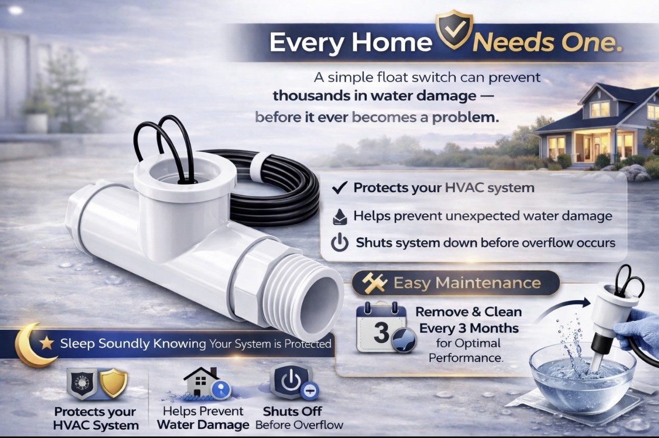 SS1 AC Float Switch HVAC Condensate Overflow Safety Shutoff Sensor (12 pack)
