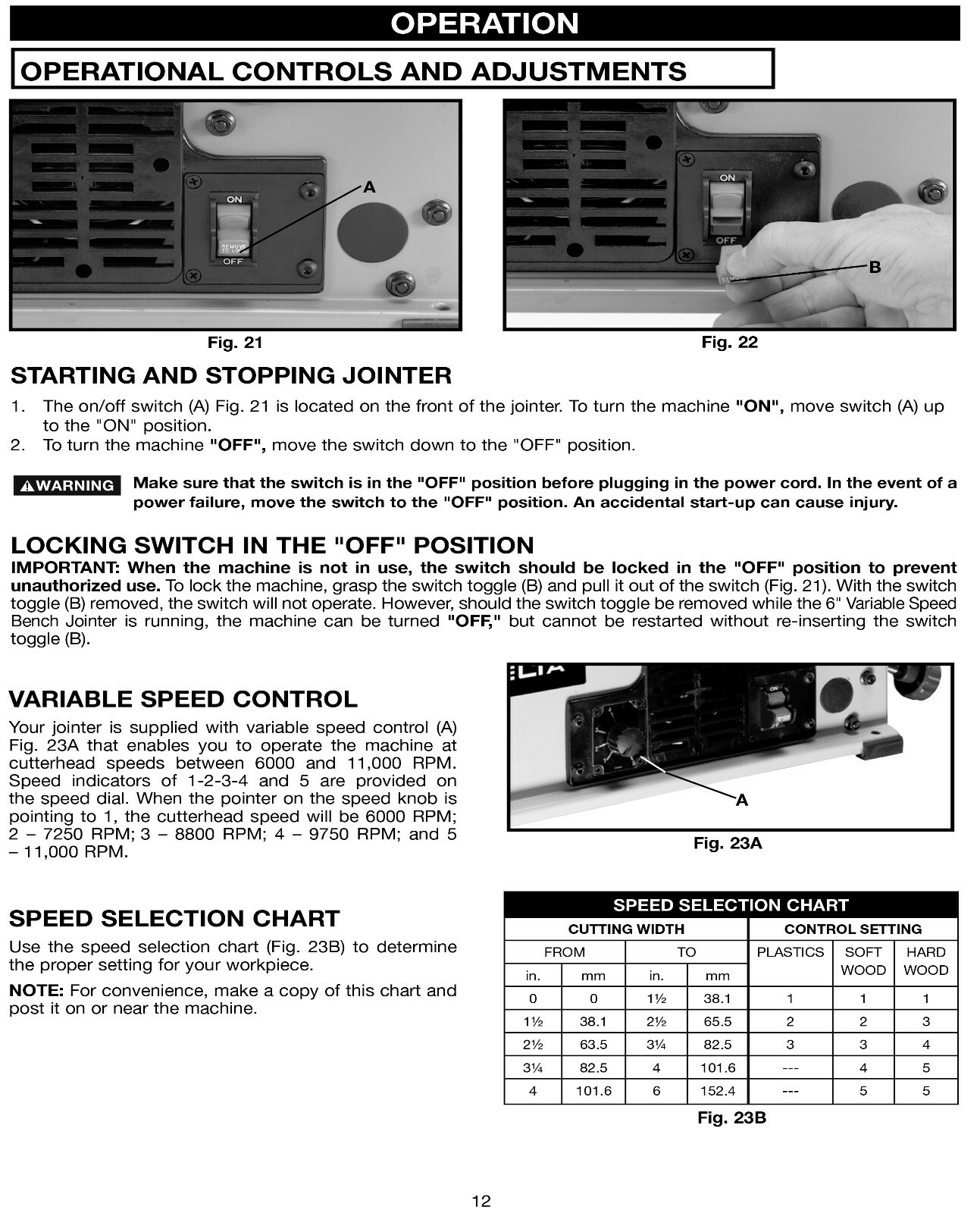 Delta 6" Variable Speed Jointer JT160 Instructions & Parts List Manual #2035