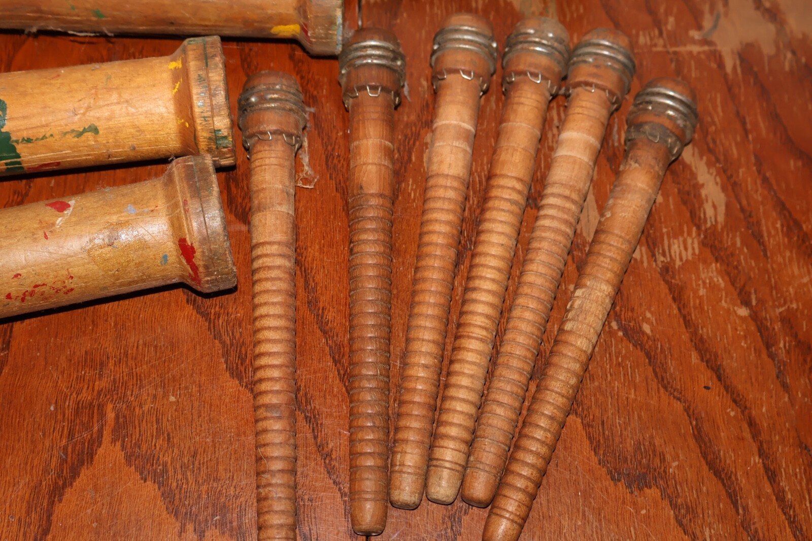 Vintage LOT Wood Quills Bobbins Spools Spindles Wooden 11 From Industrial Mill