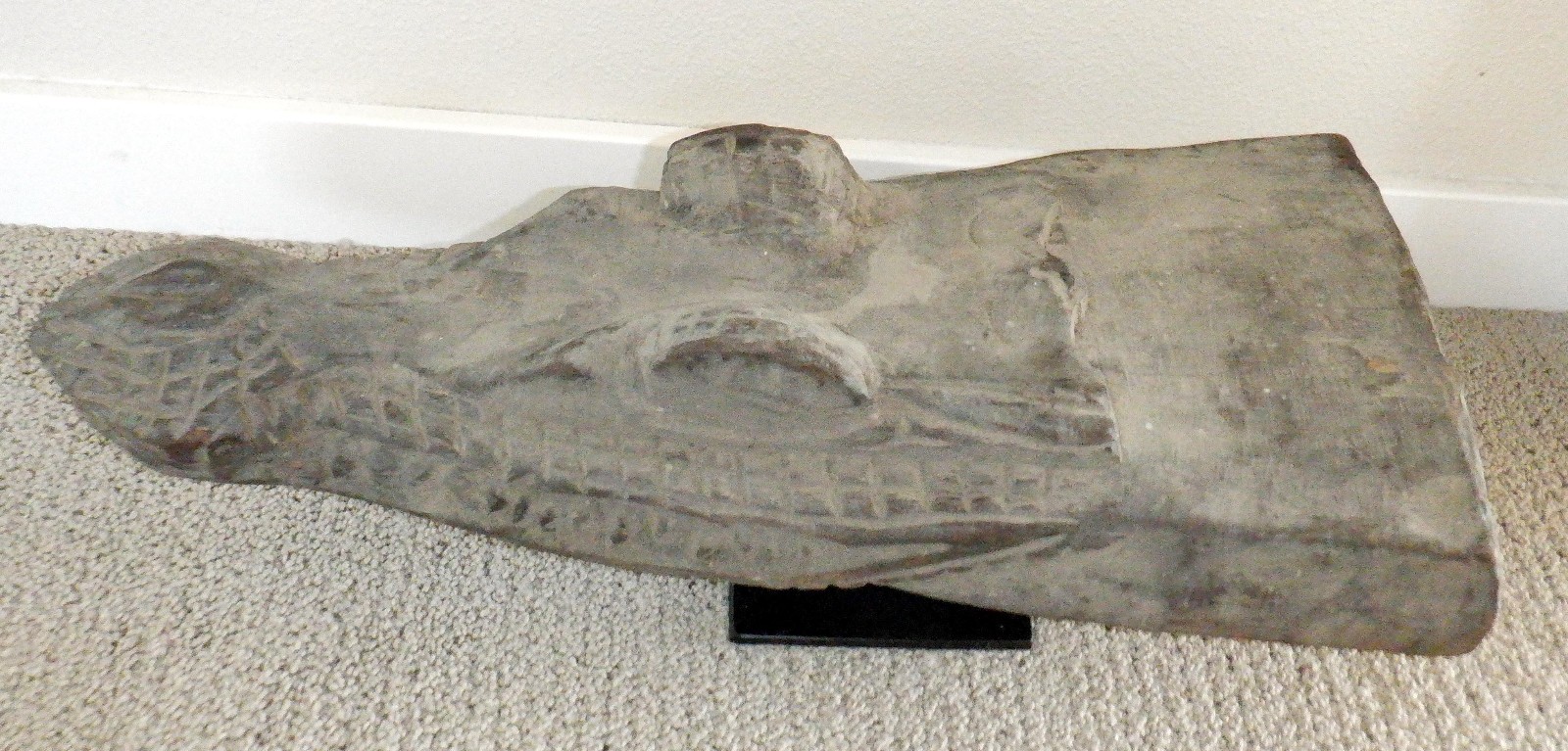 Sepik River Papua New Guinea Carved Canoe Prow, 19 inch on metal stand
