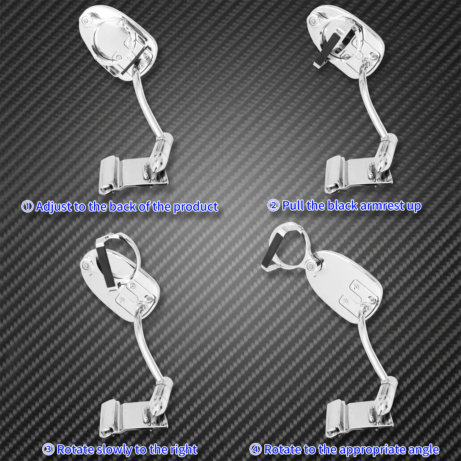 Rear Adjustable Passenger Armrests with Cut Holder Fit Fot Honda Gold Wing 1800