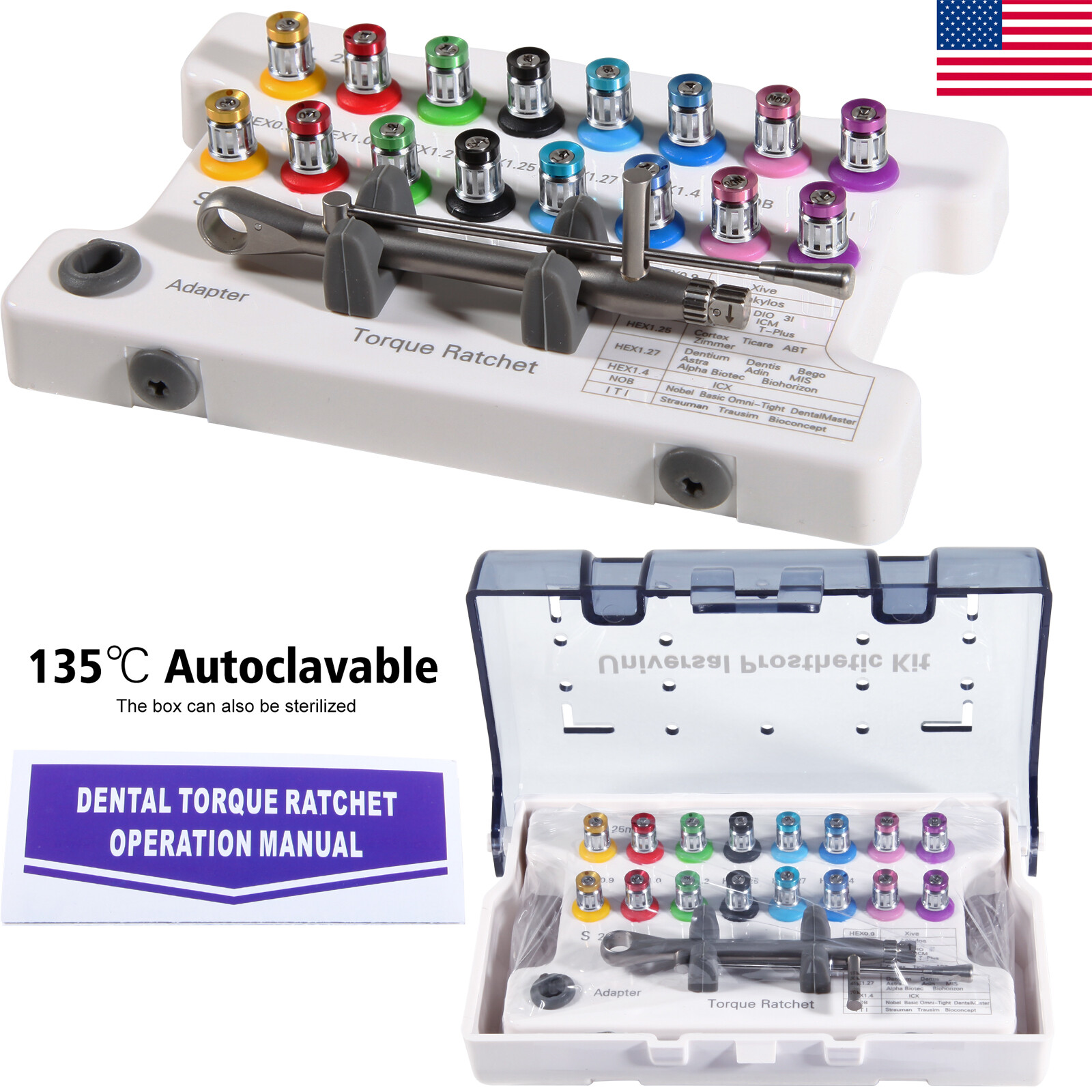 Dental Universal Implant Prosthetic Kit Torque Wrench Screw Drivers Remover st