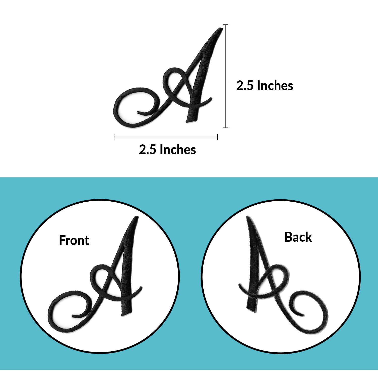 Iron On Script Letter Patches, Embroidered Monogram Letters, 3 Colors USA Seller