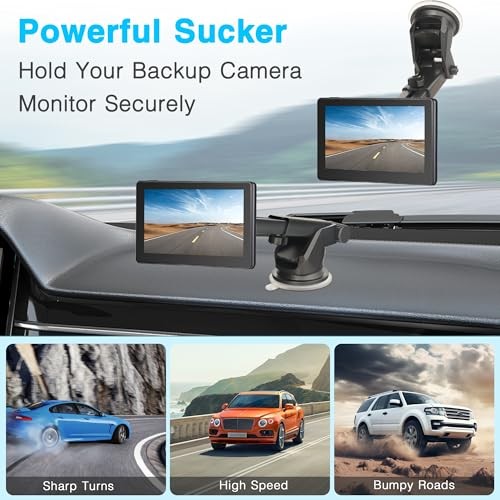Backup Camera Monitor Mount - Windshield Suction Cup Mounting Bracket, Rear