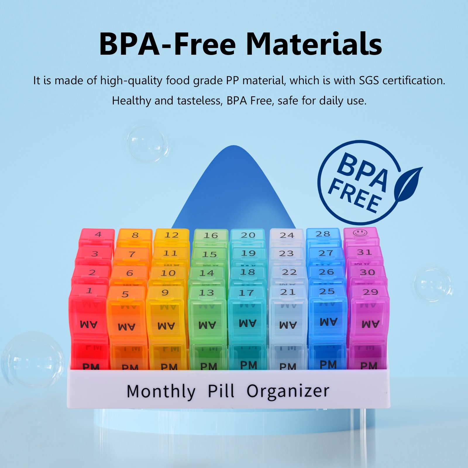 Monthly Pill Organizer 2 Times a Day, 30 Days Pill Box AM PM, 4 Week Pill Cases