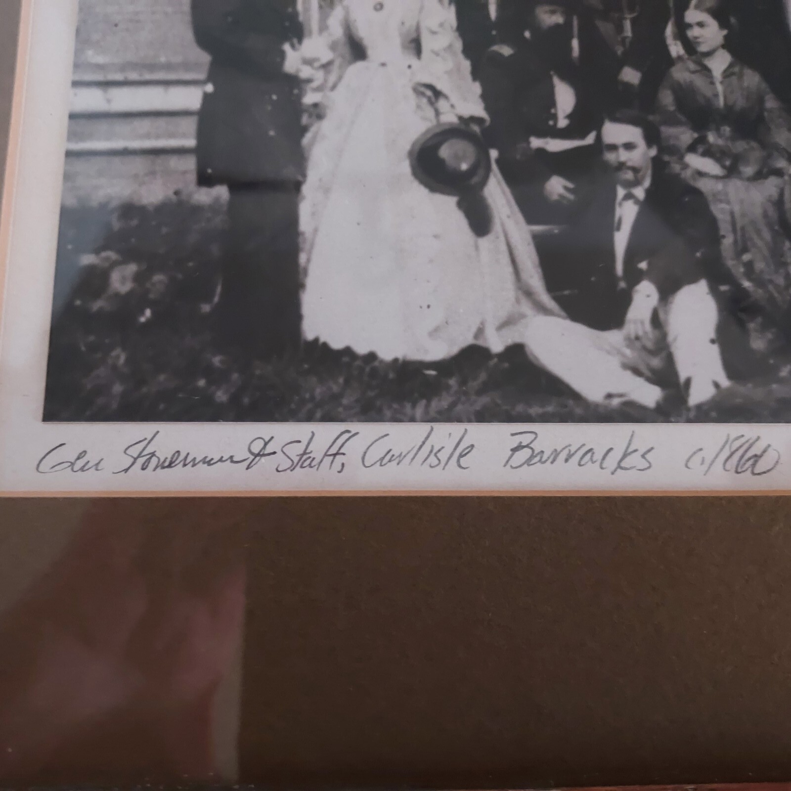 Framed Photo of General Stoneman & Staff at Carlisle Barracks c/1860 Wood Frame