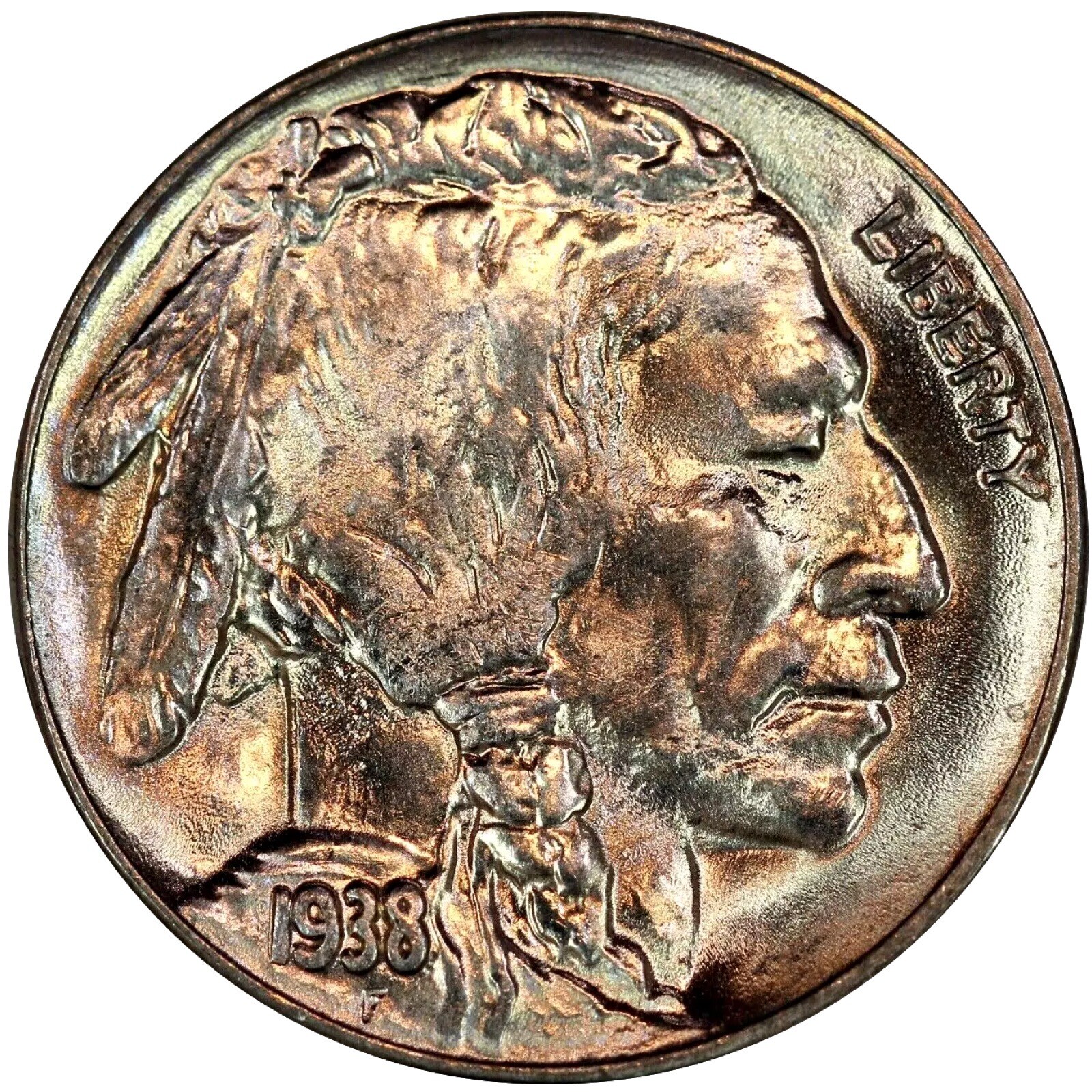 Brilliant GEM Uncirculated 5c 1938-D Buffalo Indian Head Nickel BU