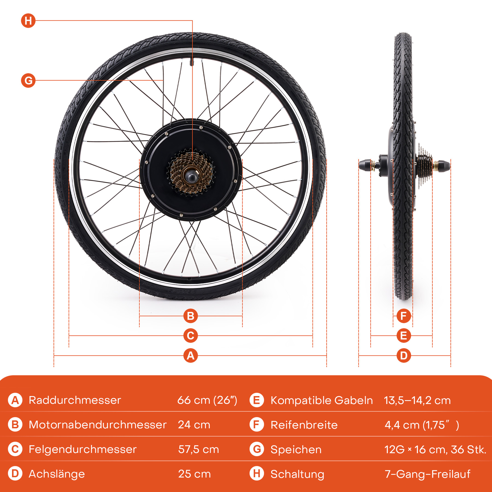 500W/1000W/1500W E-Bike Conversion Kits Electric Bicycle Front/Rear Wheel Motor