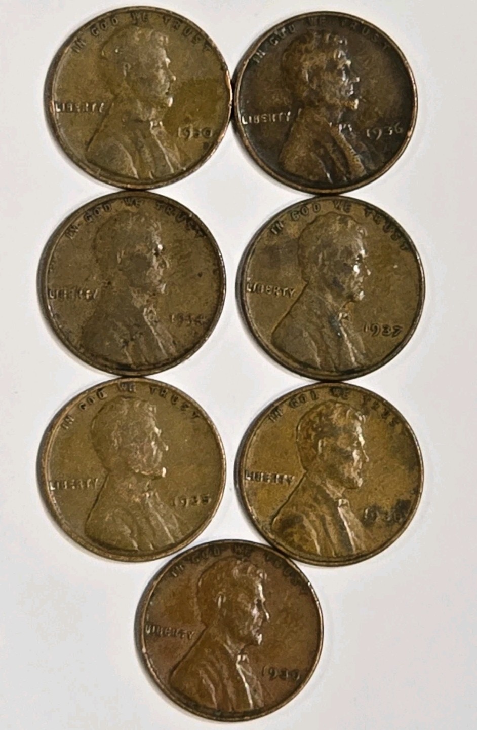 13230394208 SET OF 8 WHEAT PENNIES LINCOLN CENT COINS 1930-1939 PLAIN 86+ YZ OLD