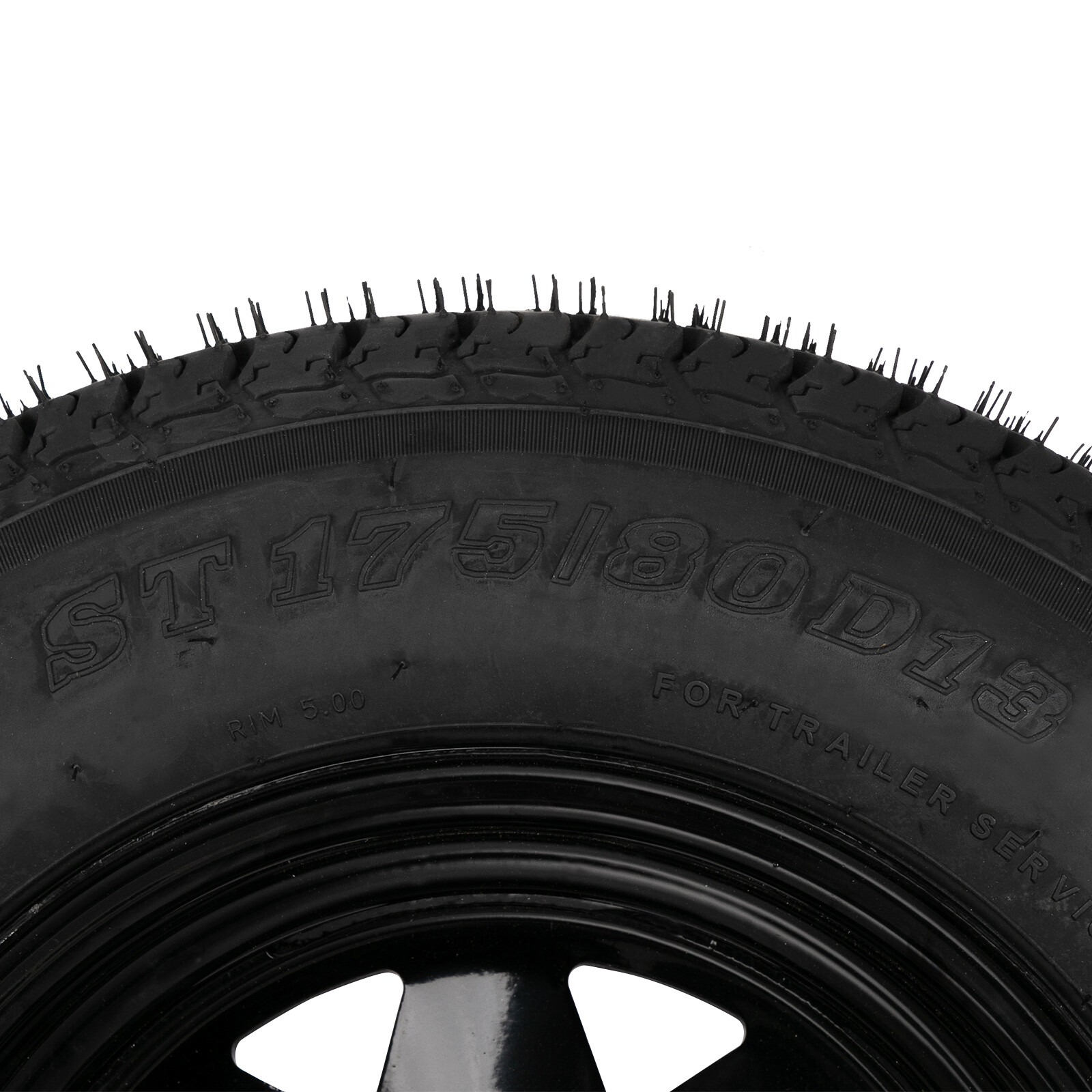 2-Pk Trailer Tires On Rim ST175/80D13 175/80 D 13 LRC 5 Lug Black Spoke Wheel