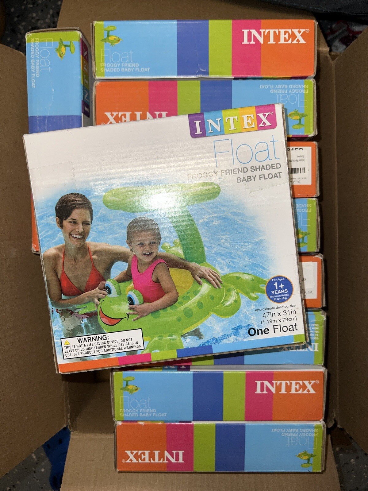 Intex Frog Friend Shaded Baby Pool Float Inflatable NEW 47"x31" Froggy