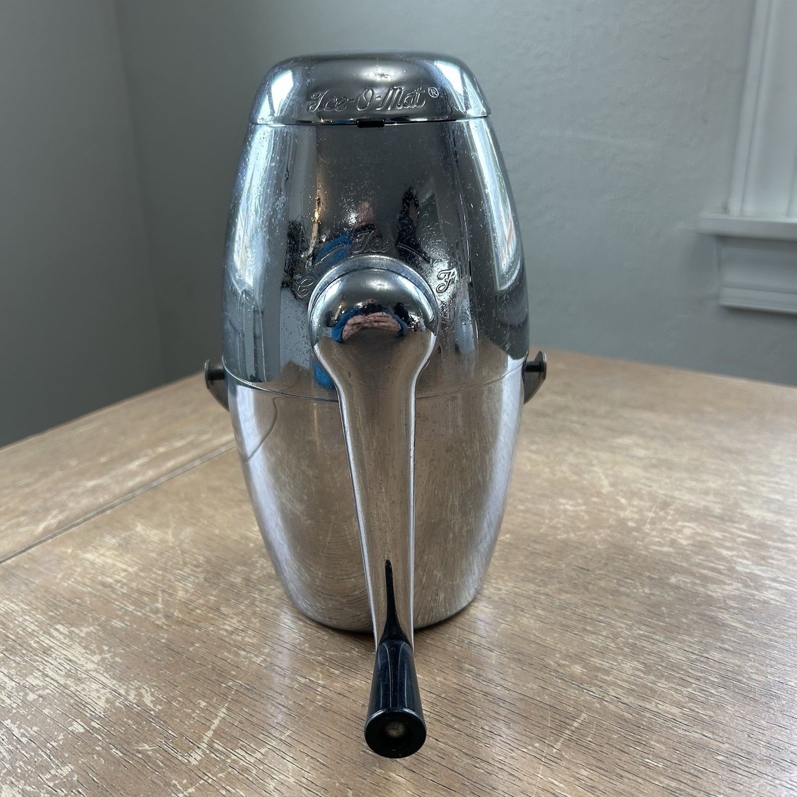 Vintage 50s Rival Ice-O-Mat Bucketeer Ice Crusher No. 480 MCM Mid Century Chrome