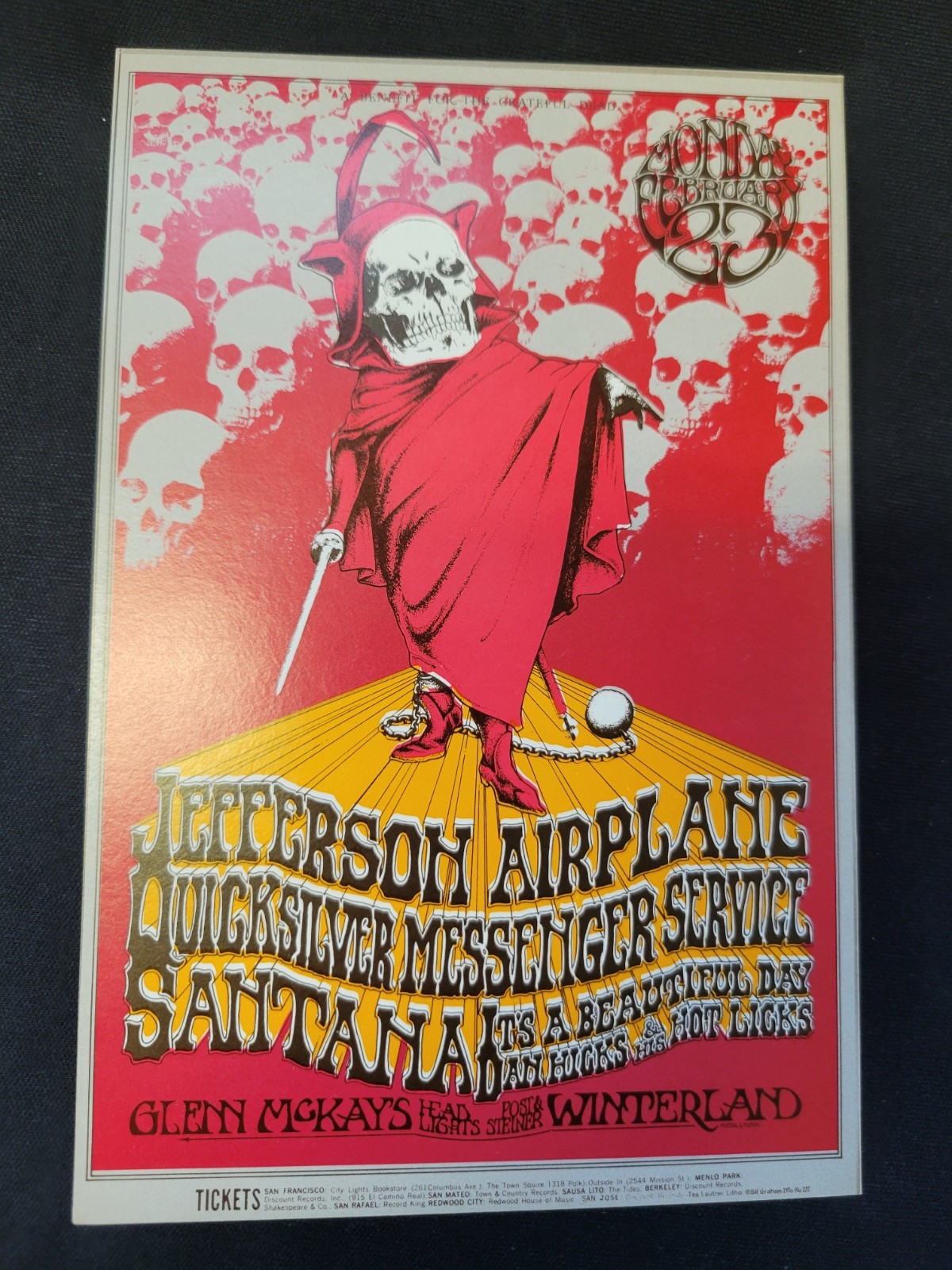 Bill Graham Handbill Bg 222 Jefferson Airplane Santana Blank Back