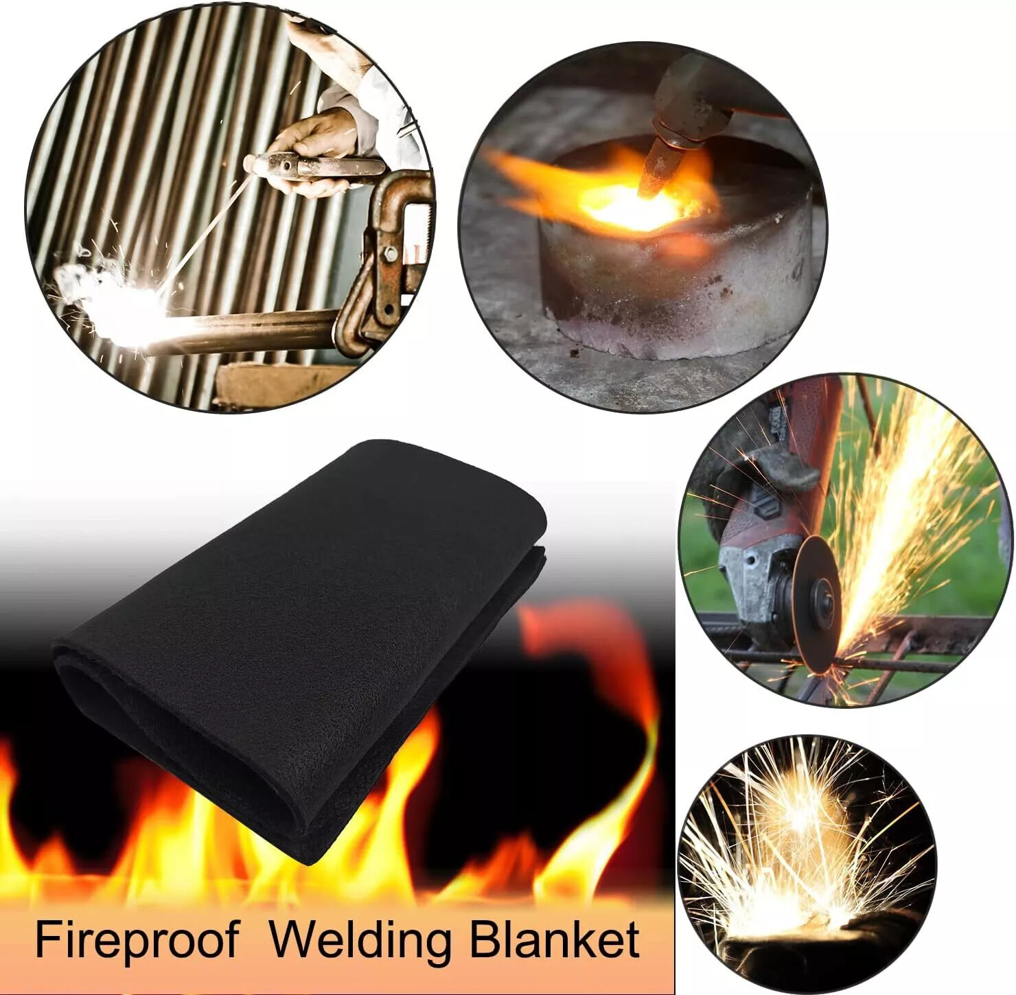 40"x40" Welding Blanket Fireproof Flame Carbon Felt for Welders Retardant Fabric