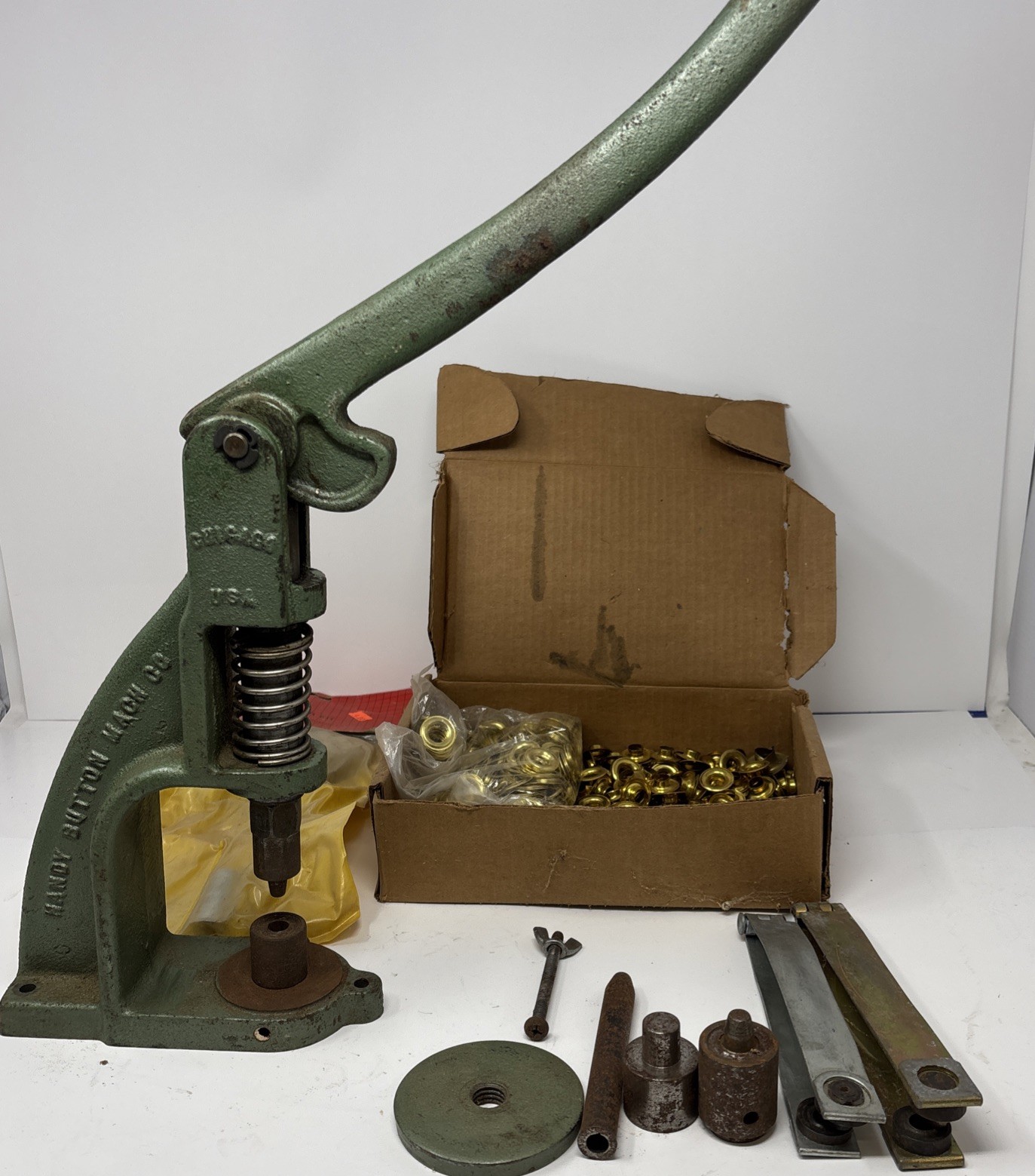 Vtg Handy Junior Button Press Machine Handy Button Co. Chicago USA Works