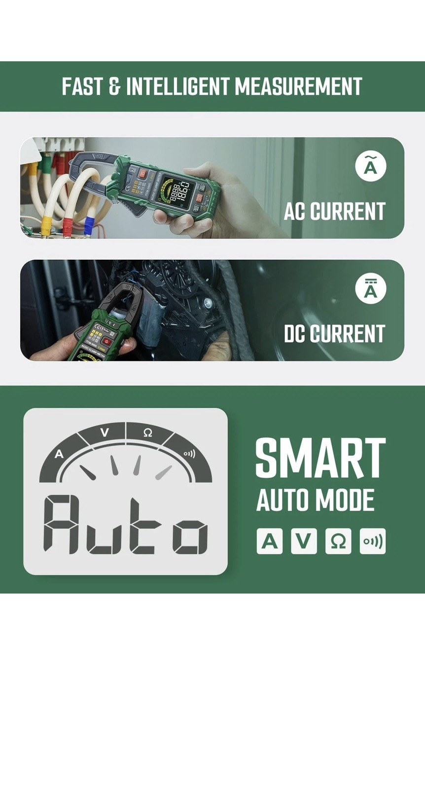 TCM-300D Digital Clamp Meter, 6000 Counts Multimeter, Auto-Ranging Voltmeter