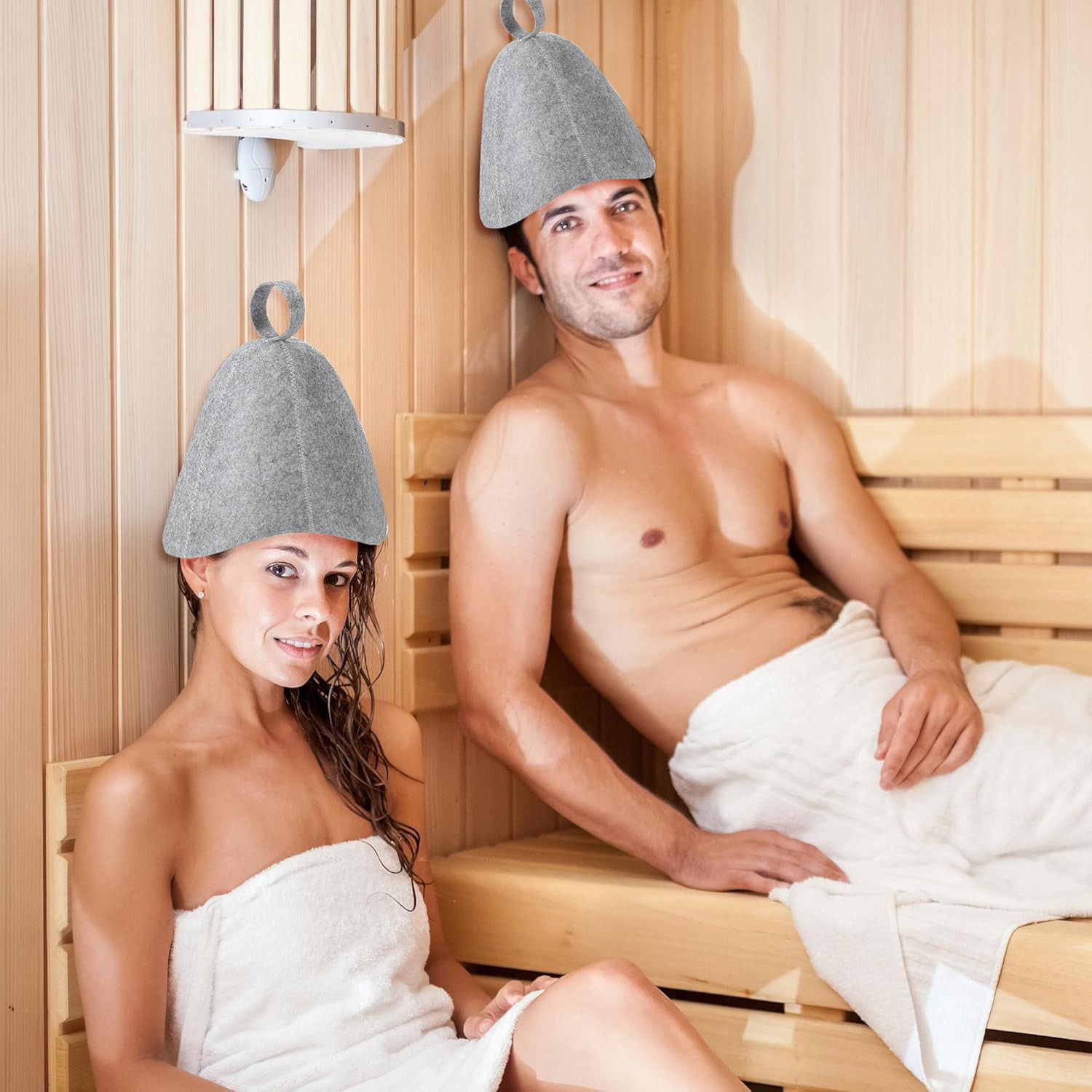 2 Pack Sauna Hat, Wool Felt Sauna Cap Russian Banya Cap Unisex Sauna