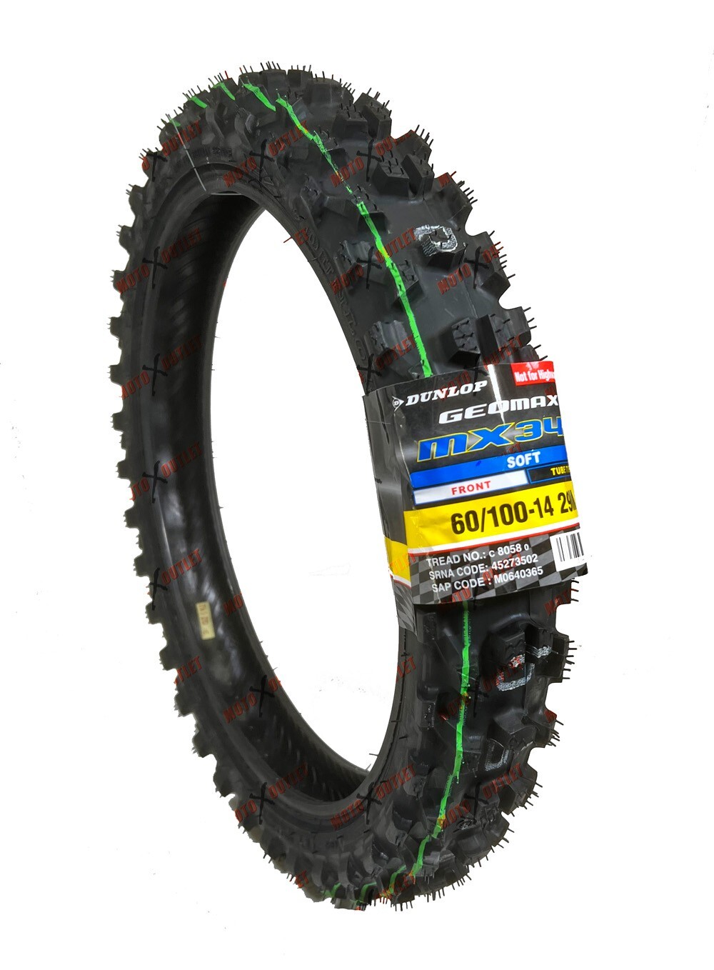 Dunlop 60/100-14 80/100-12 Tire Set MX34 Front Rear CRF110 KLX110 TTR110