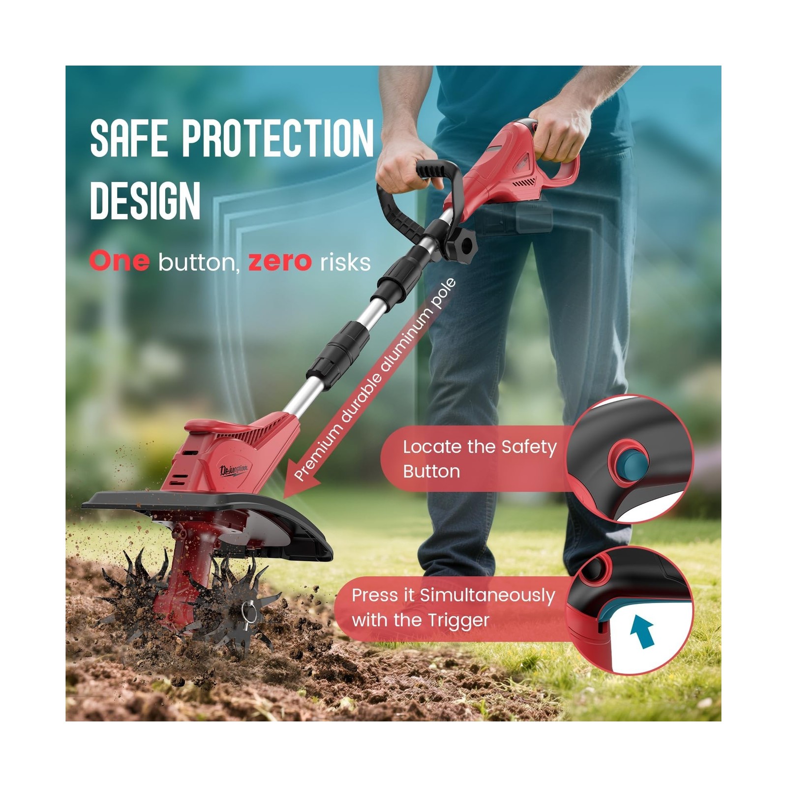 Cordless Tiller Cultivator Compatible with Milwaukee 18V Battery(Tool Only), ...