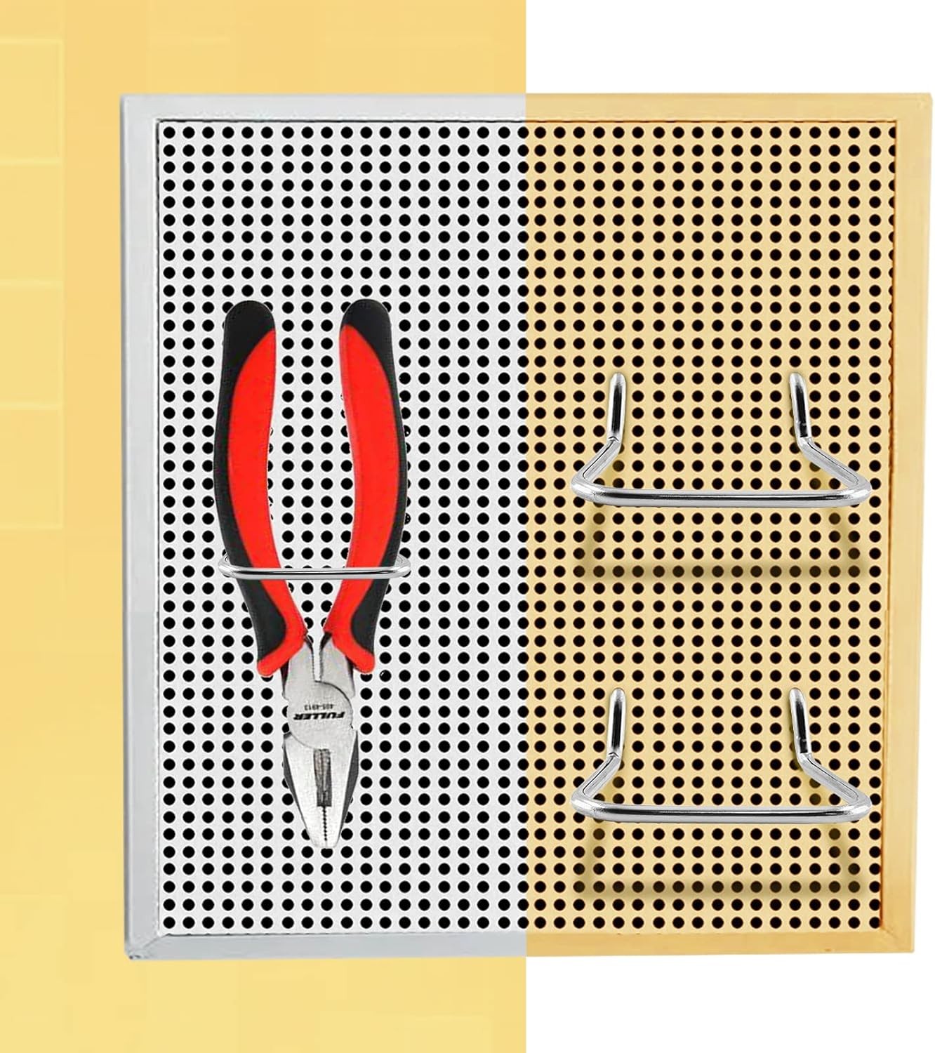 16pcs Pegboard Pliers Holders Stainless Steel Hooks Double Loop Pegboard Organiz