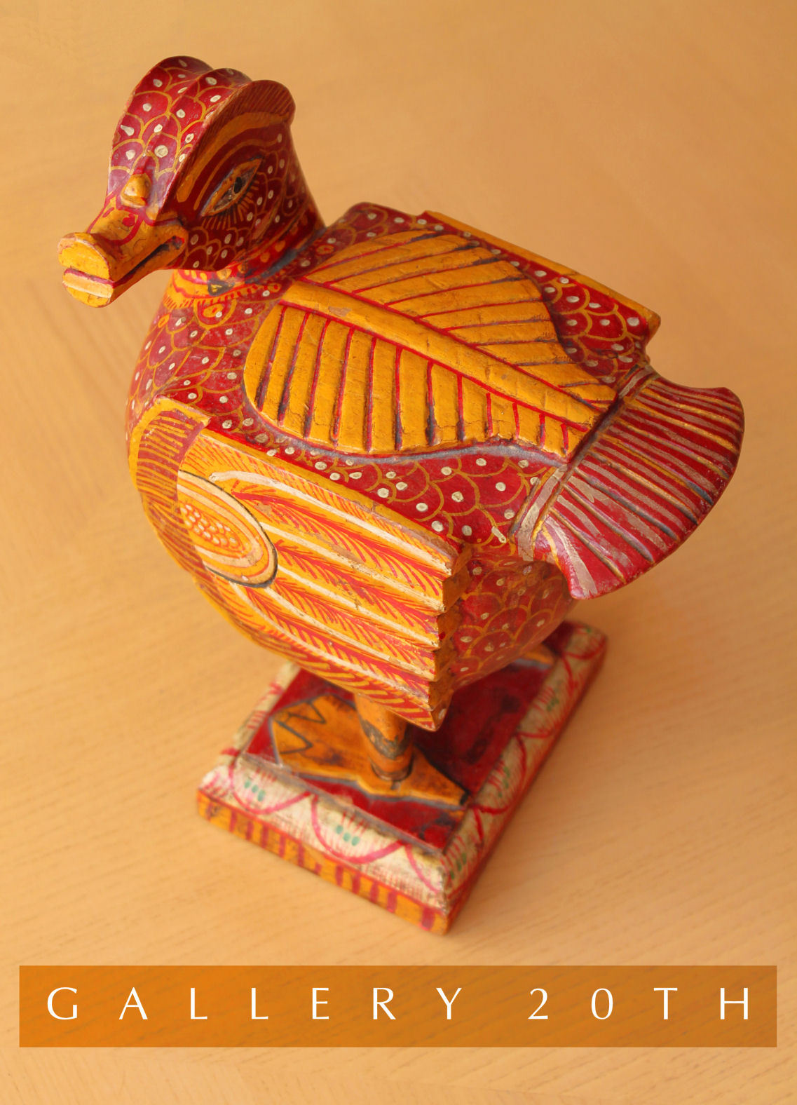 RARE! HINDU POLYCHROME BRAHMAN VAHANAM WOOD GOOSE! SCULPTURE VTG ORIG ART 30'S