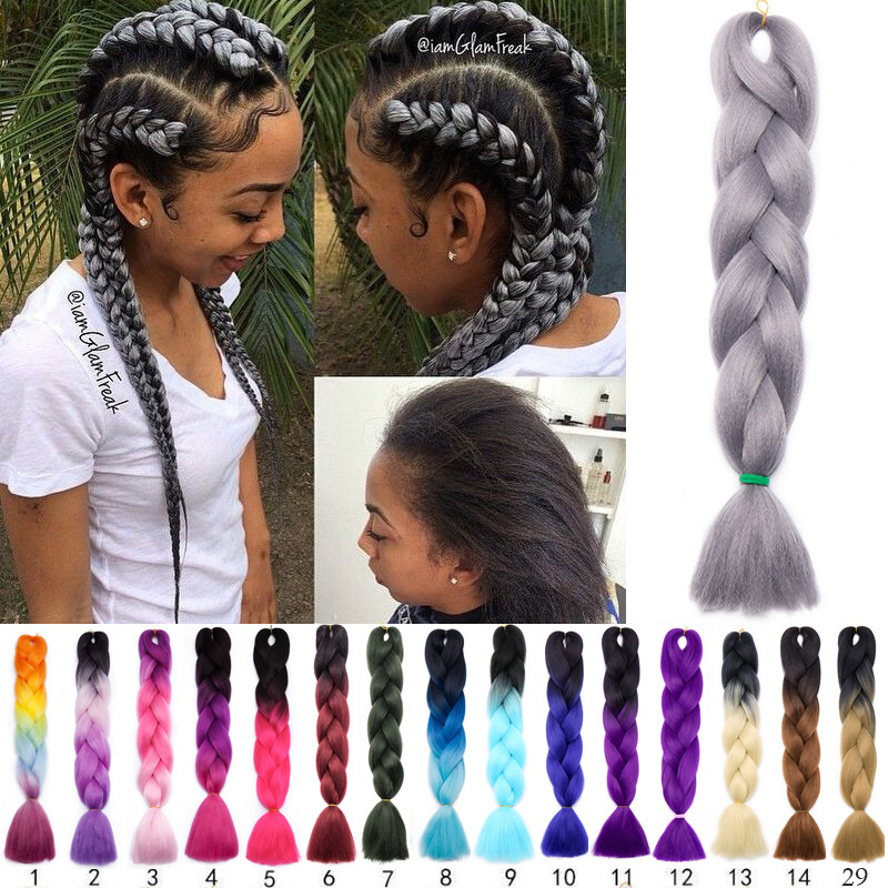 60 Big-color Jumbo Braiding Hair Extensions Braids Twist Ombre Kanekalons 24"