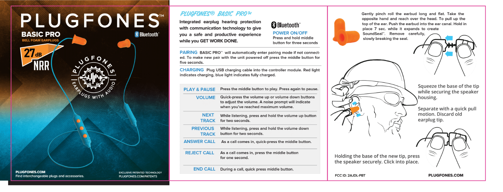 Plugfones Bluetooth earplugs with speakers working ear plugs earbuds music OSHA