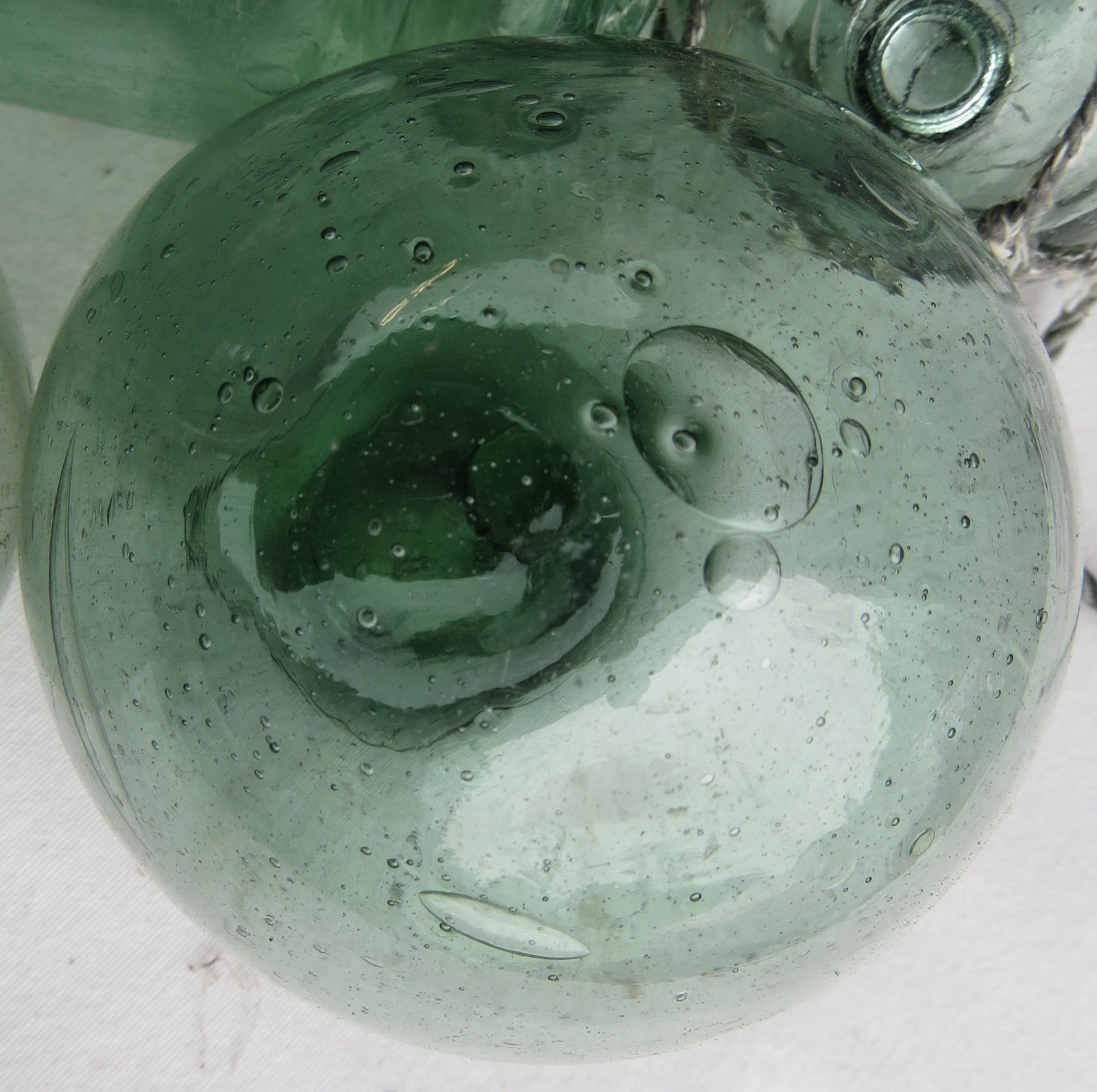 Japanese GLASS FLOATS (9) Sea Greens Mixed Sizes, Shape, Fishing Antiques USA BZ