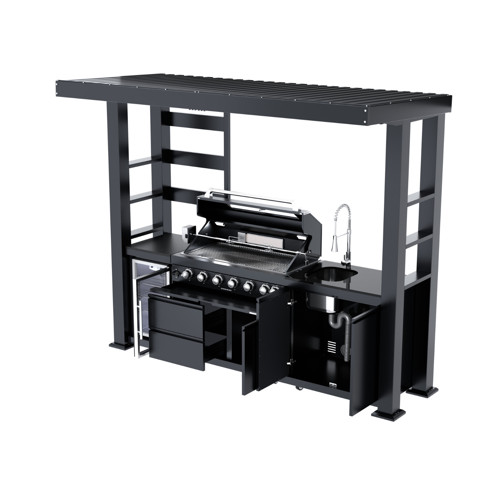 108" 6-Burner 85K BTU Stainless Steel Gas Outdoor Barbecue Island Kitchen Island