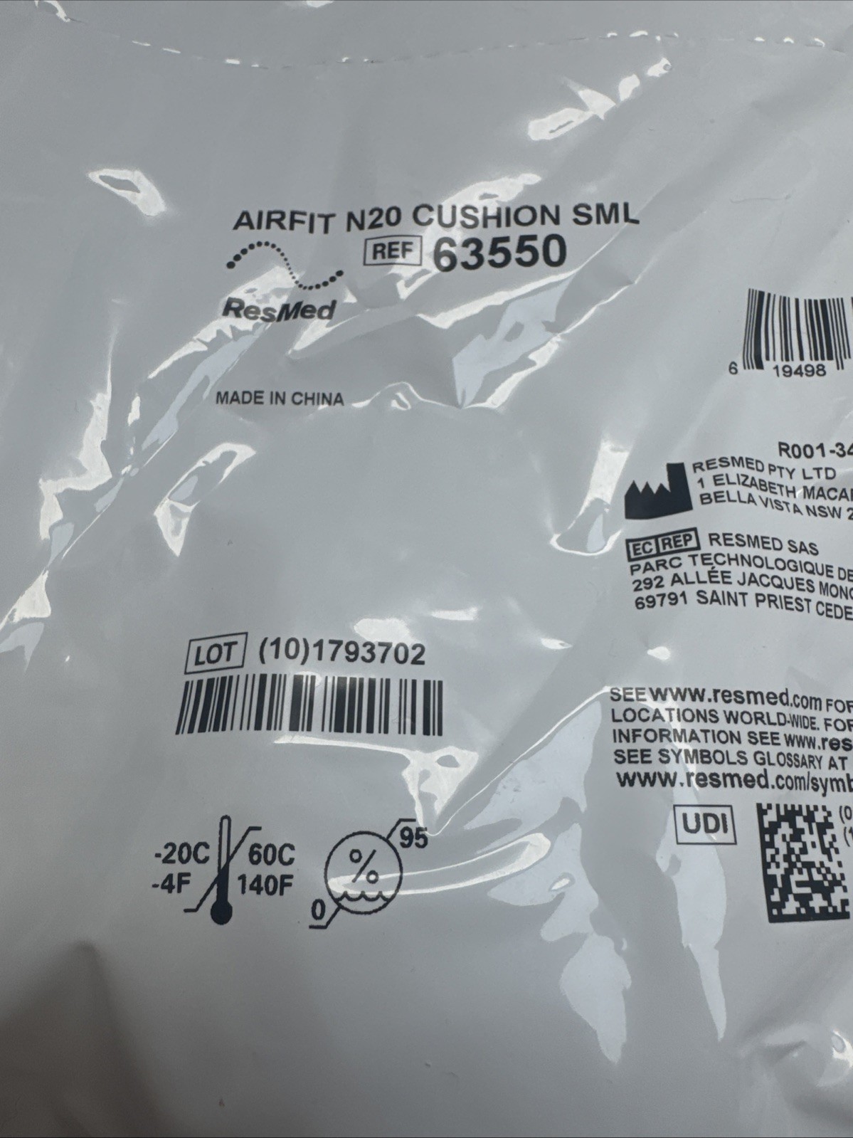 Lot of 5 ResMed Airfit N20 Nasal Pillows Cushion Size Small 63550 NEW SEALED