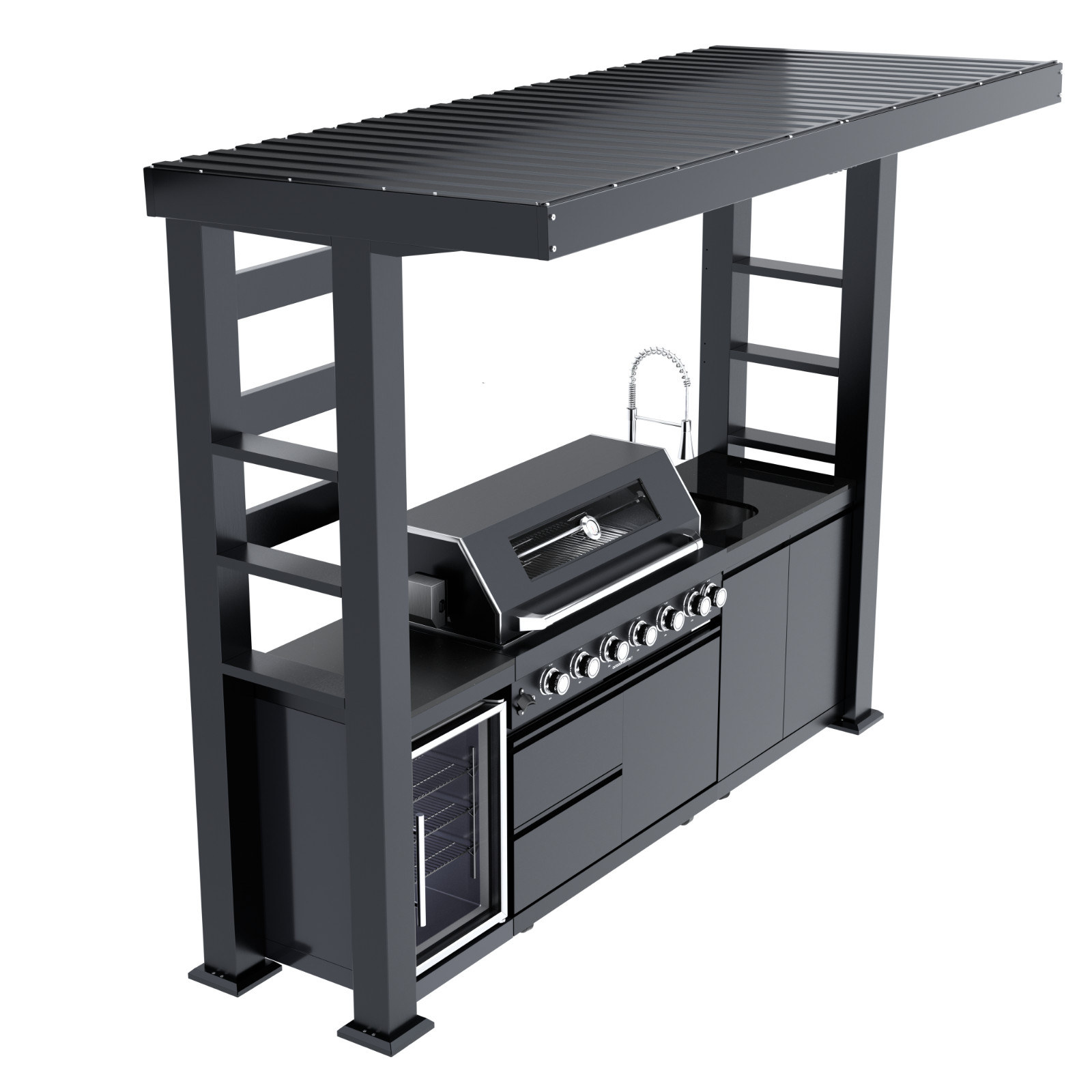 108" 6-Burner 85K BTU Stainless Steel Gas Outdoor Barbecue Island Kitchen Island