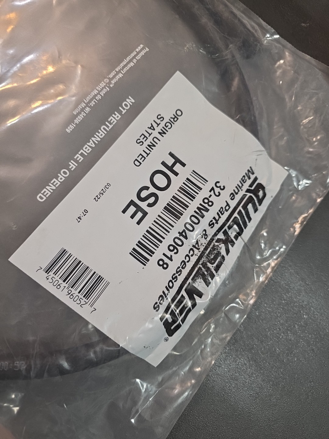 New OEM Mercruiser Quicksilver Hose PN 32-8M0040618
